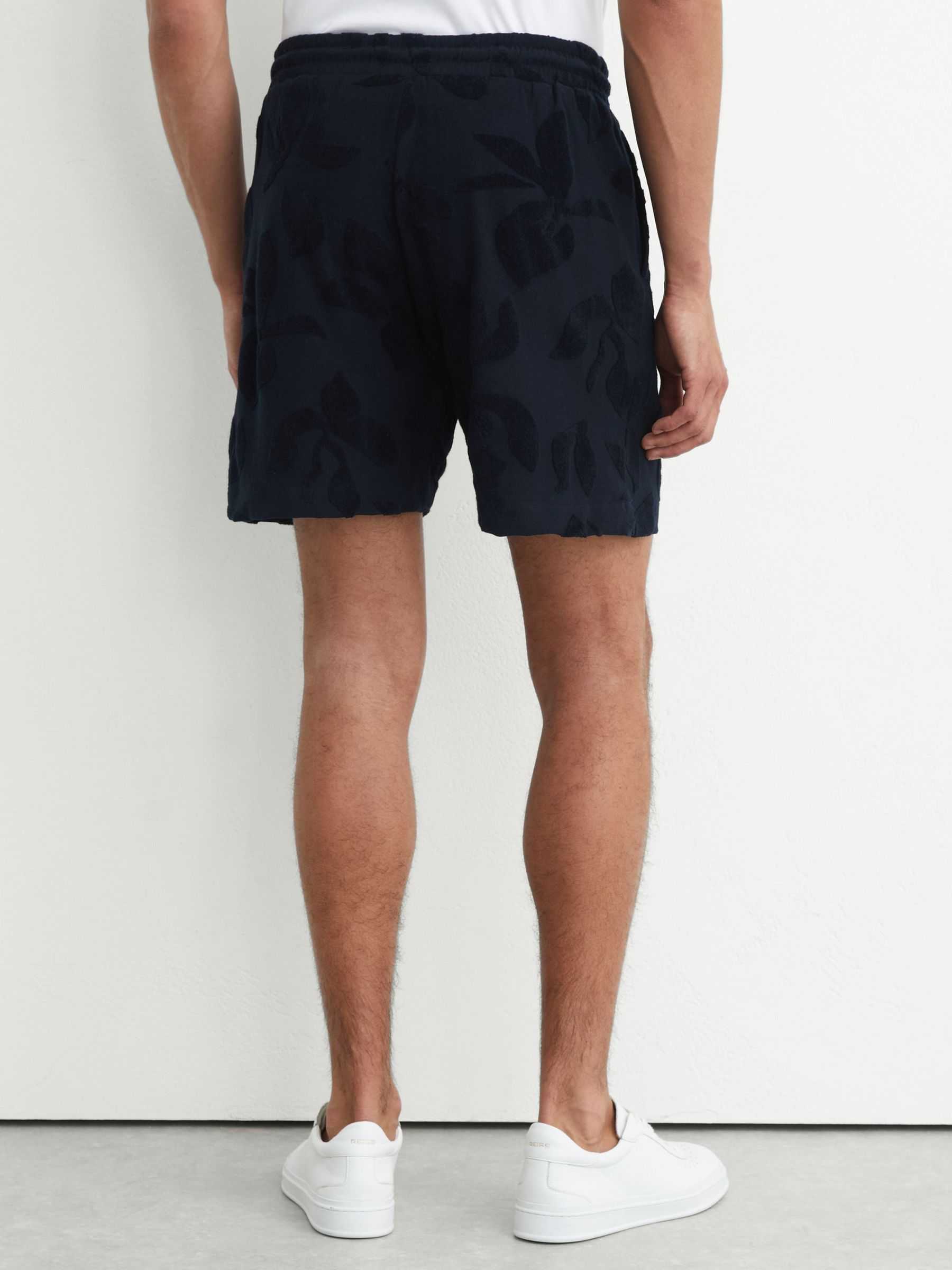 Towelling-Jacquard Drawstring Shorts in Navy - Image 5 of 6