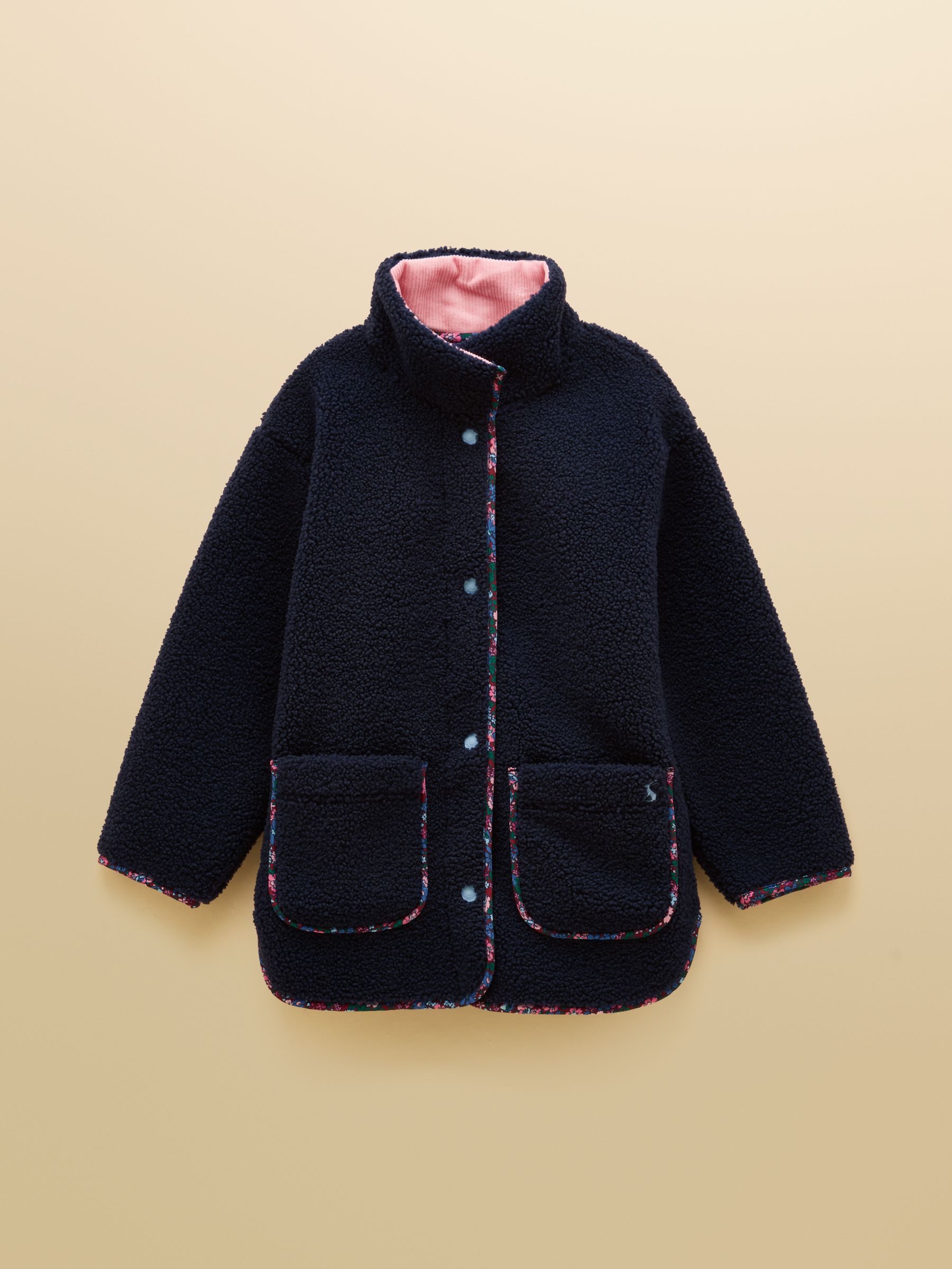 Girls' Sadie Navy Longline Borg Fleece Jacket - Image 2 of 5