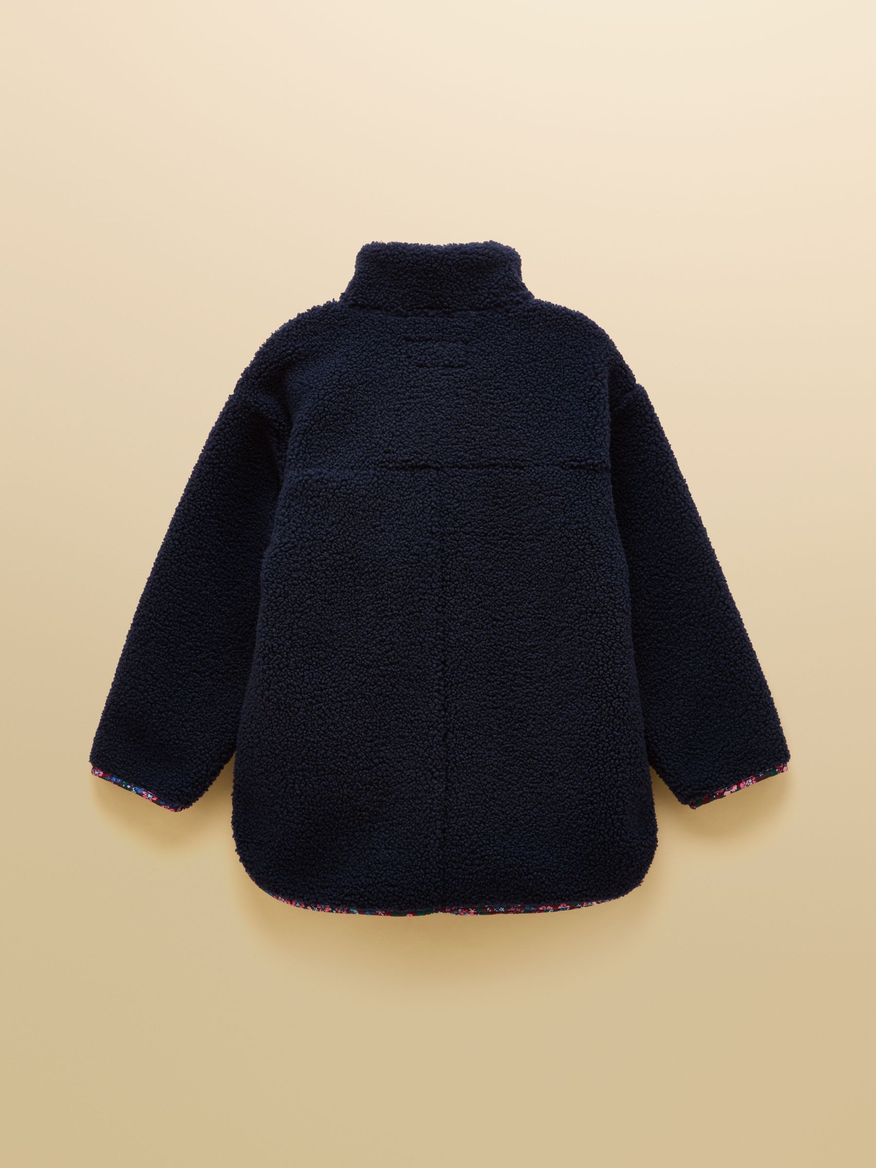 Girls' Sadie Navy Longline Borg Fleece Jacket - Image 3 of 5