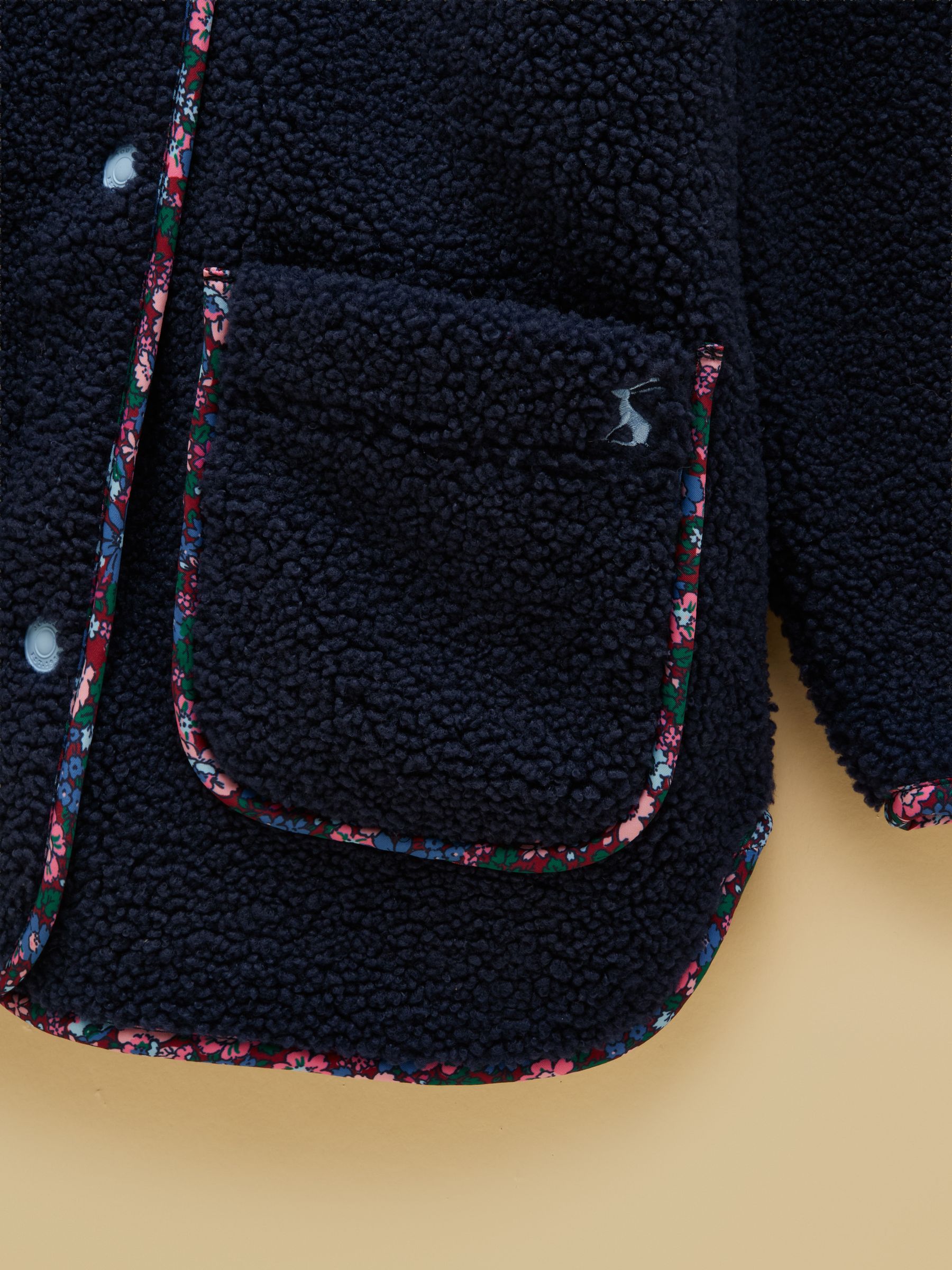Girls' Sadie Navy Longline Borg Fleece Jacket - Image 4 of 5