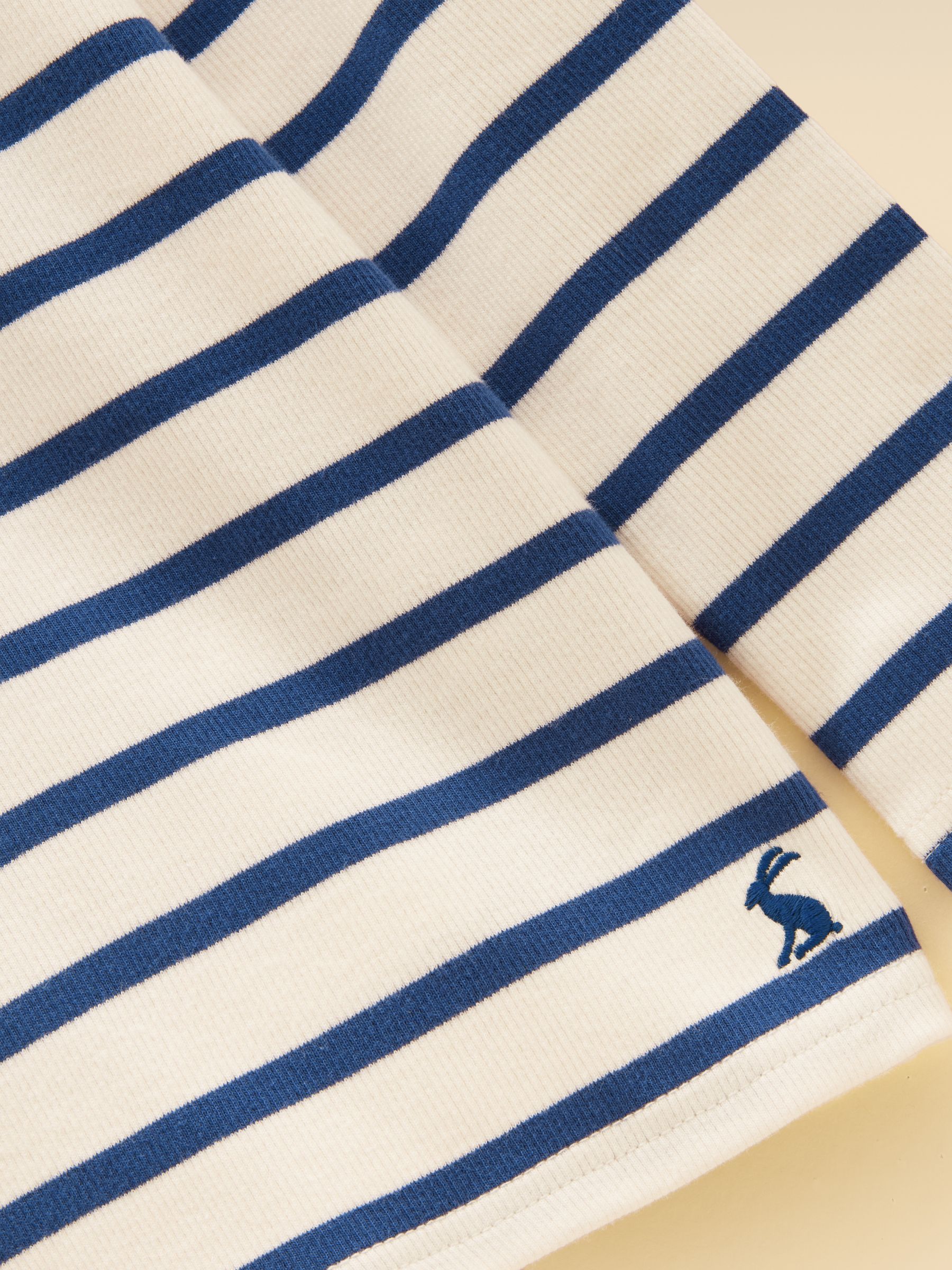 Girls' Sophie Cream & Blue Long Sleeve Ribbed Collared Top - Image 3 of 4