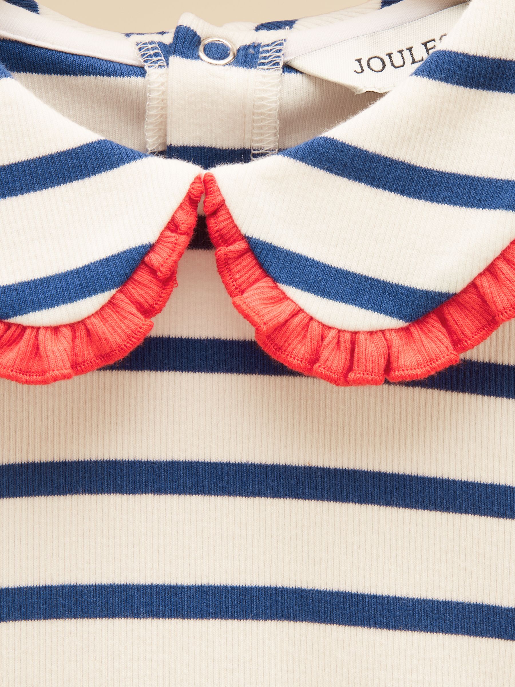 Girls' Sophie Cream & Blue Long Sleeve Ribbed Collared Top - Image 4 of 4