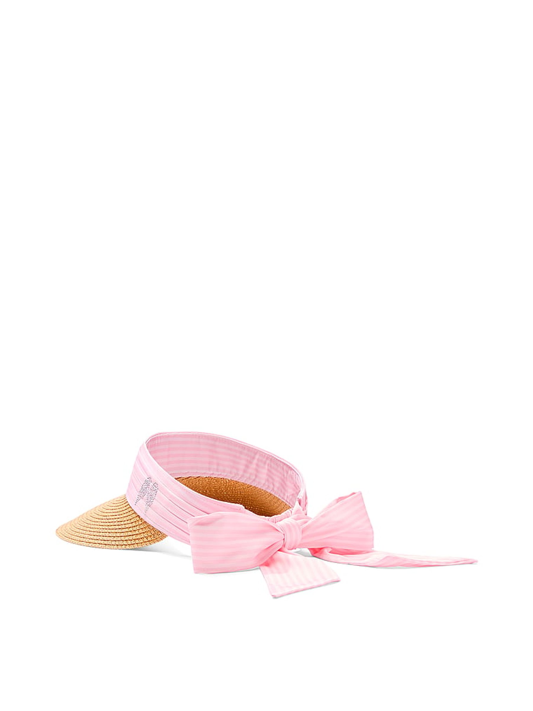 Pink Iconic Stripe Straw Scarf Sun Visor - Image 3 of 4