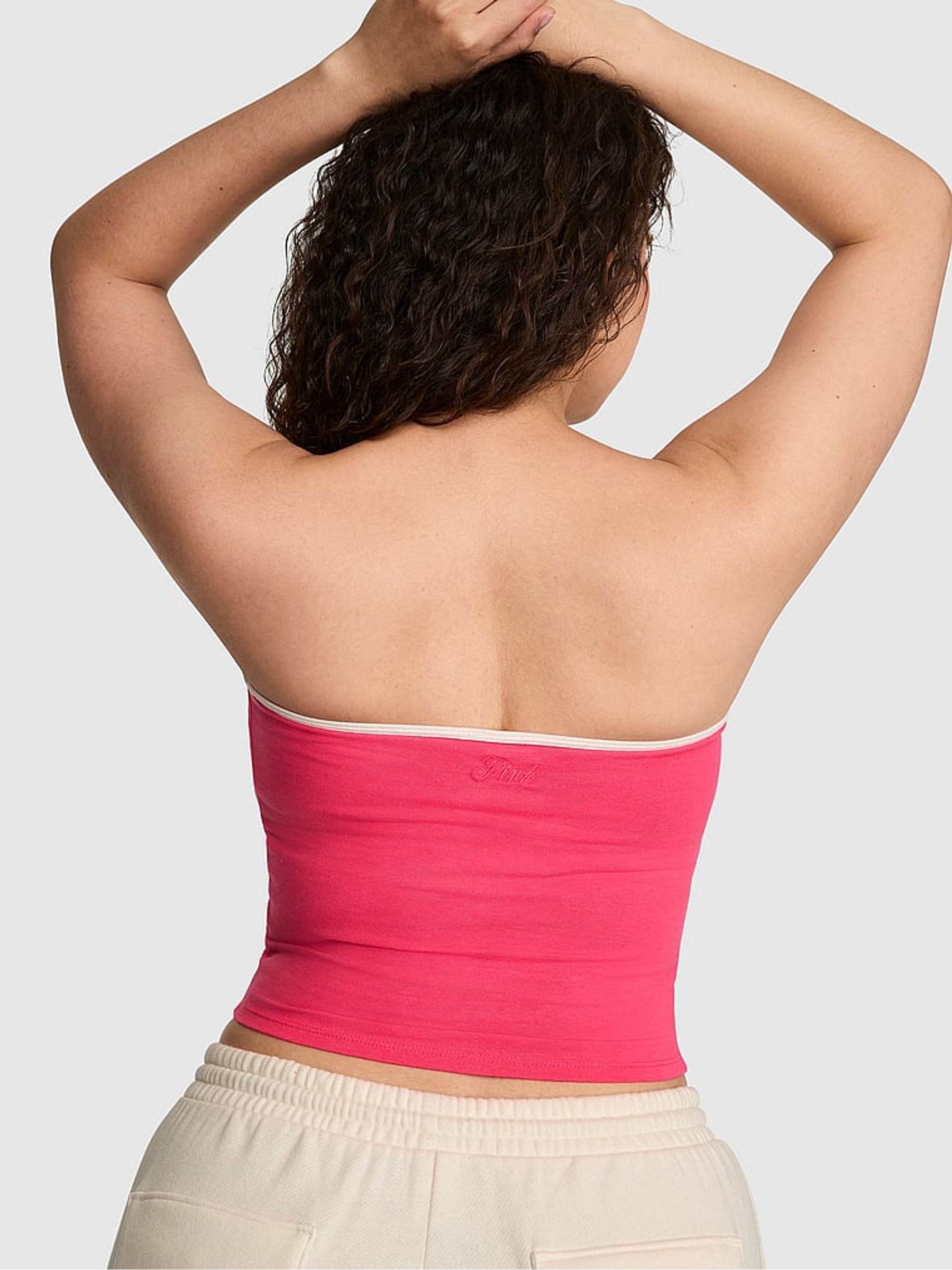 Candy Pink Cotton Tube Top - Image 2 of 2 Candy Pink Cotton Tube Top - Image 2 of 2