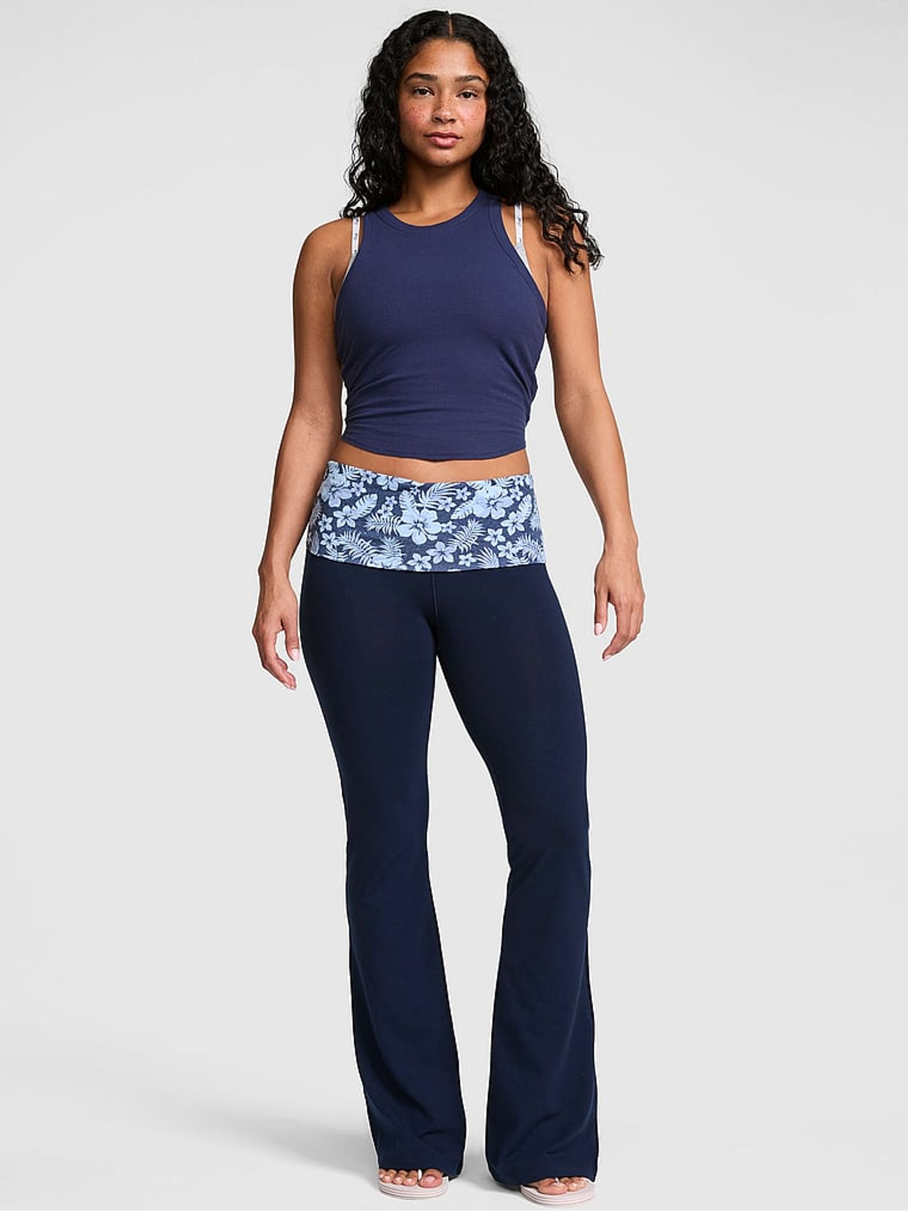 Noir Navy Blue Foldover Leggings - Image 1 of 2