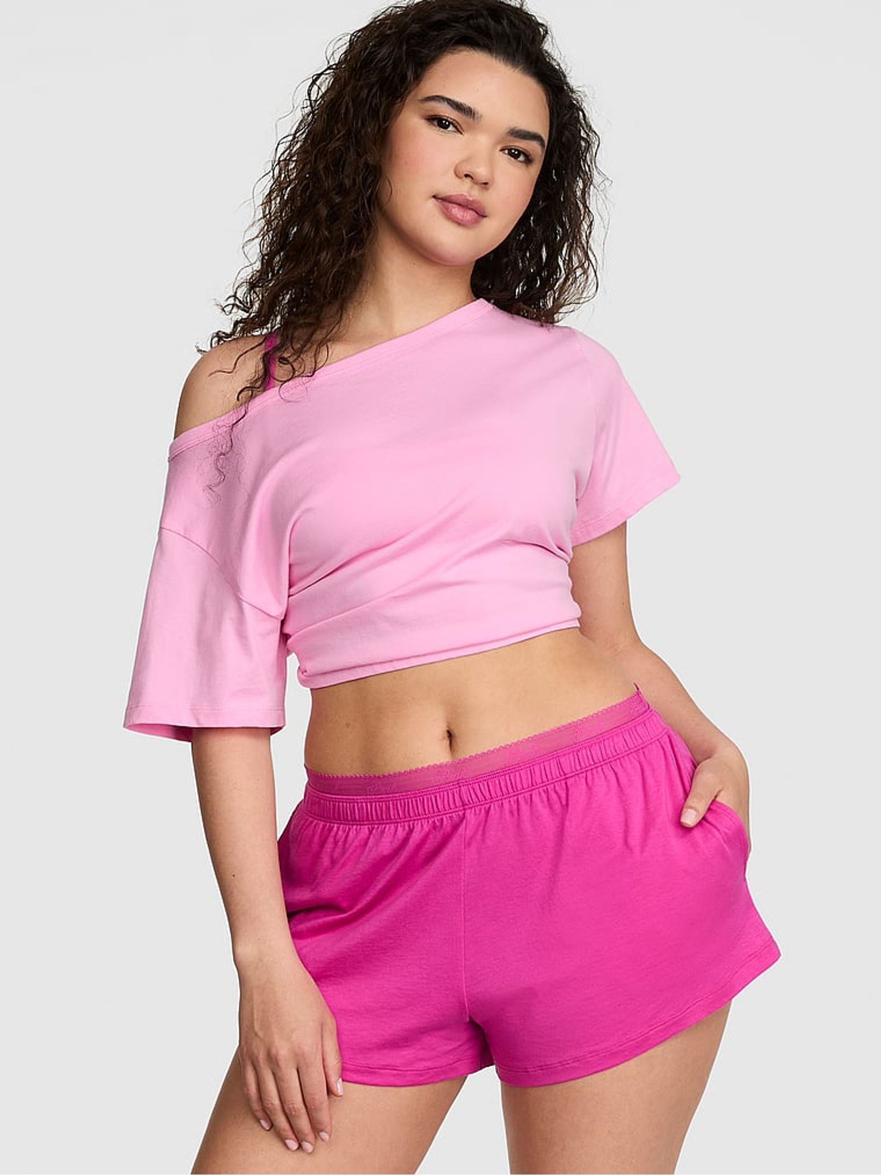 Violet Purple Stripes Jersey Short Pyjama Bottoms - Image 1 of 2