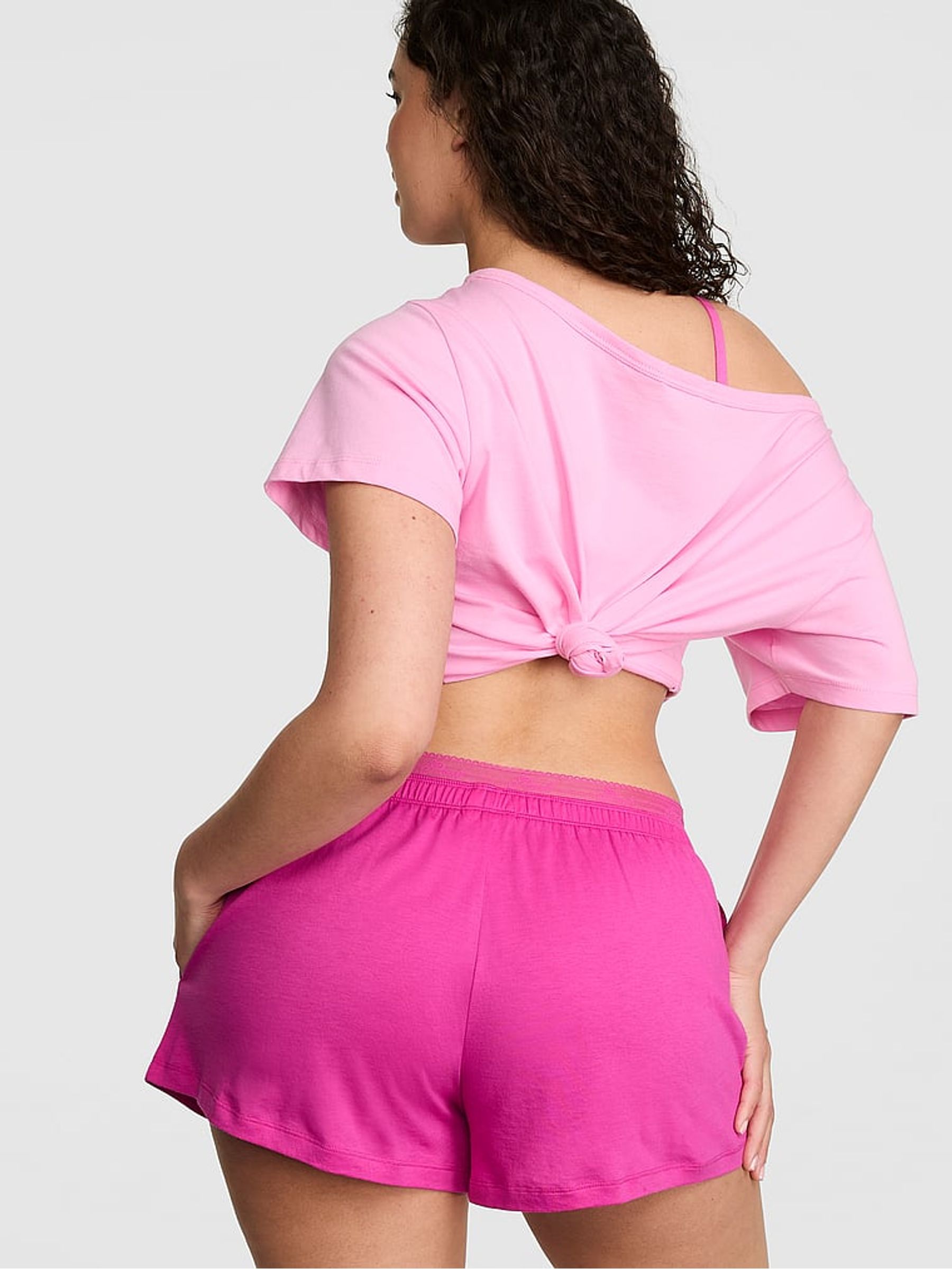 Violet Purple Stripes Jersey Short Pyjama Bottoms - Image 2 of 2