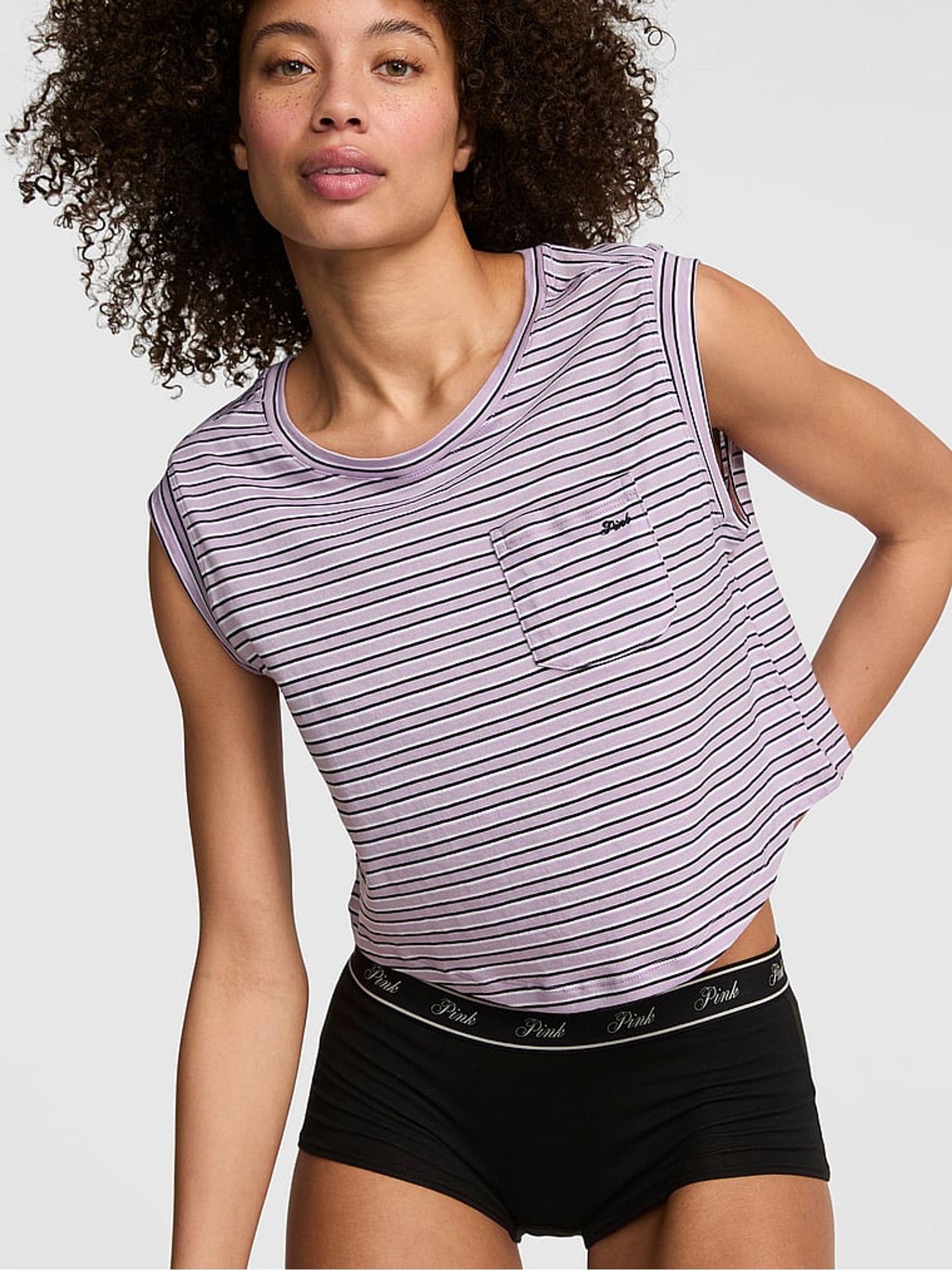 Violet Purple Stripes Jersey Pyjama Top - Image 1 of 2