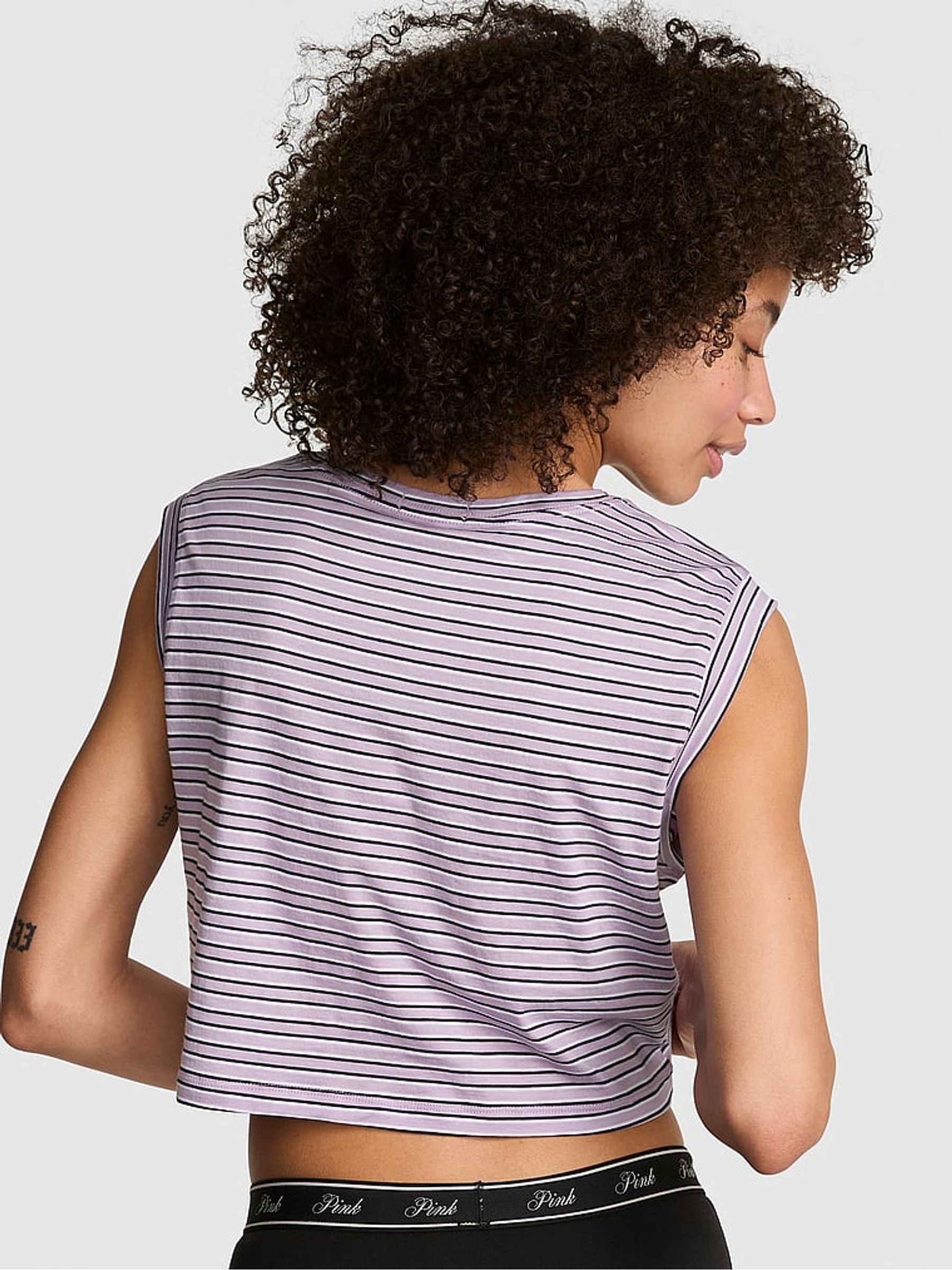 Violet Purple Stripes Jersey Pyjama Top - Image 2 of 2