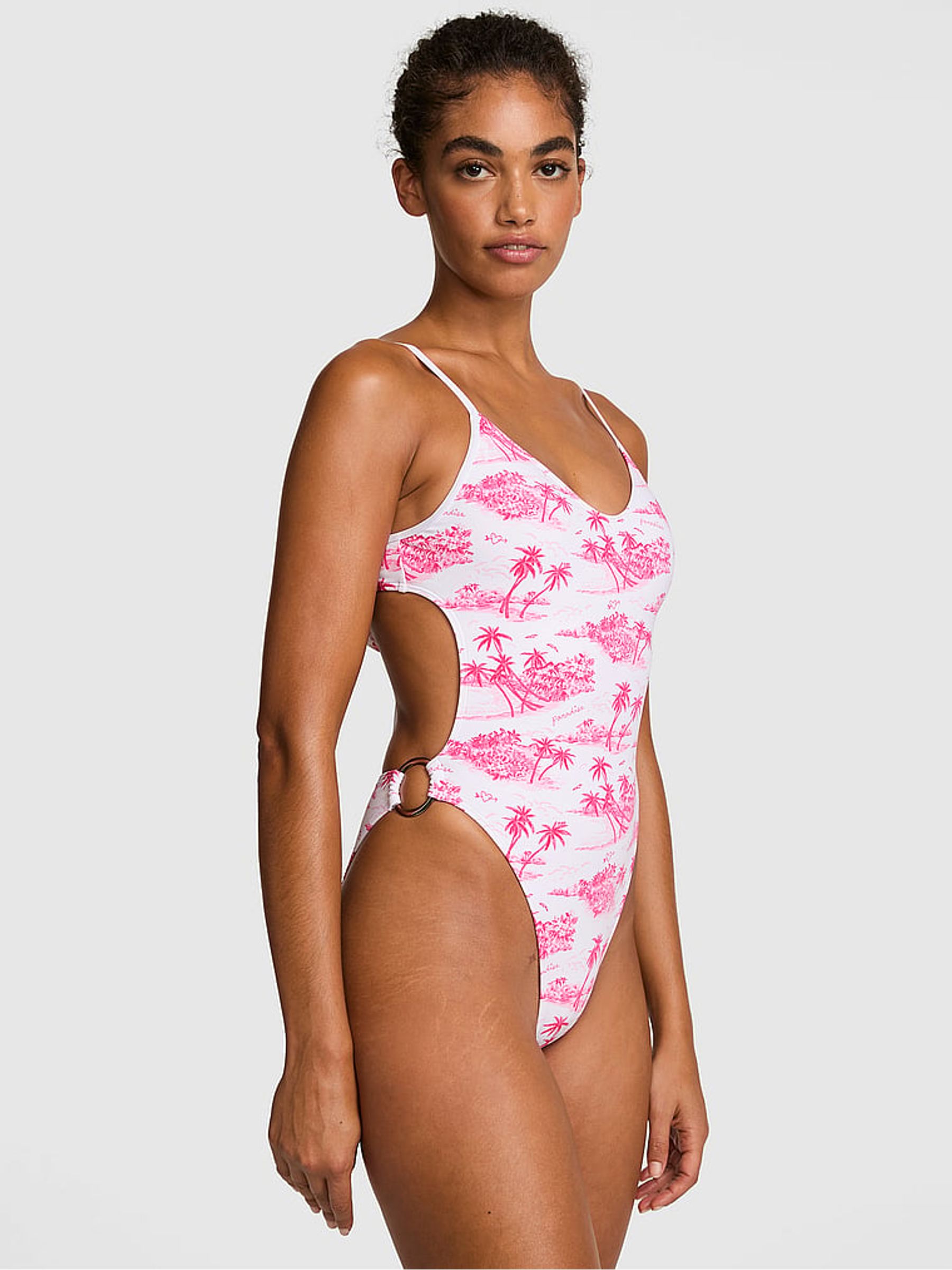 Pink Toile Print Scoop Swimsuit - Image 1 of 2
