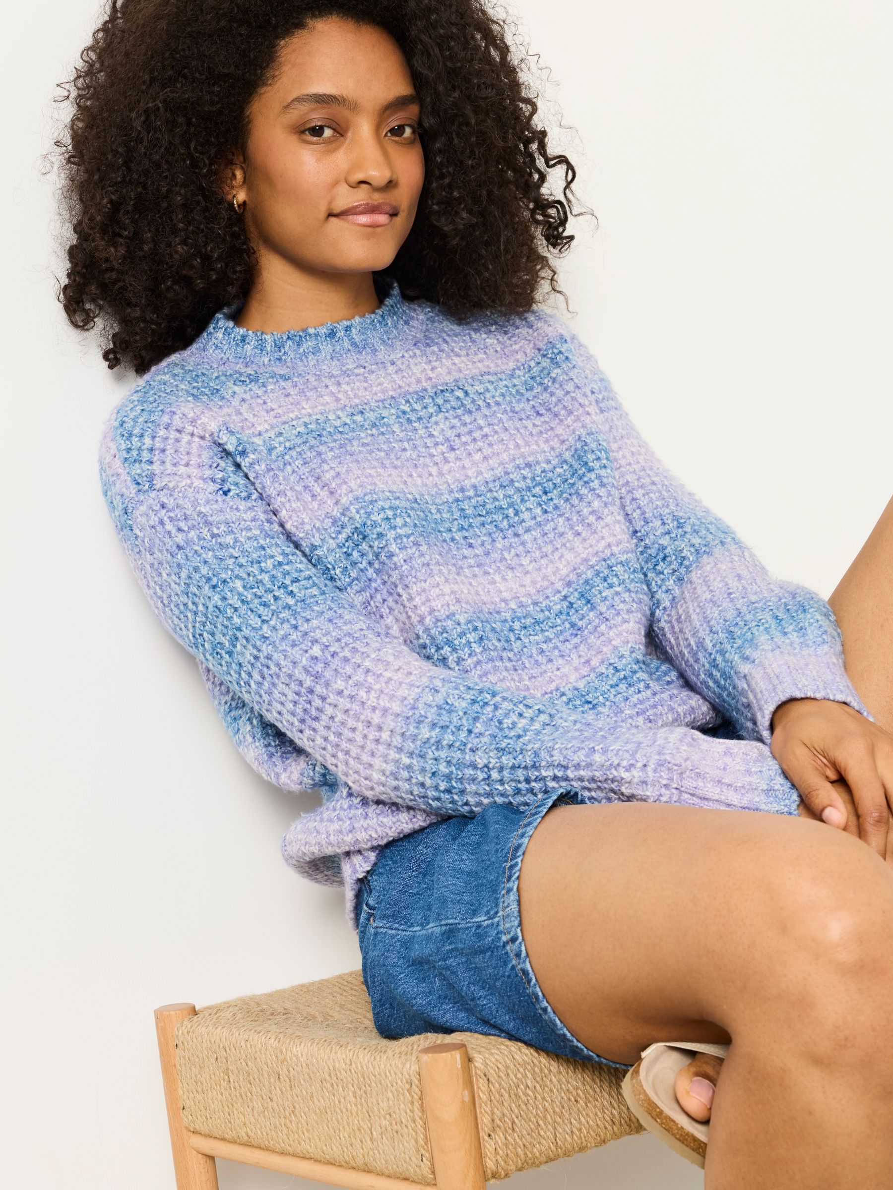 Carolina Knitted Ombre Textured Crew Neck Jumper