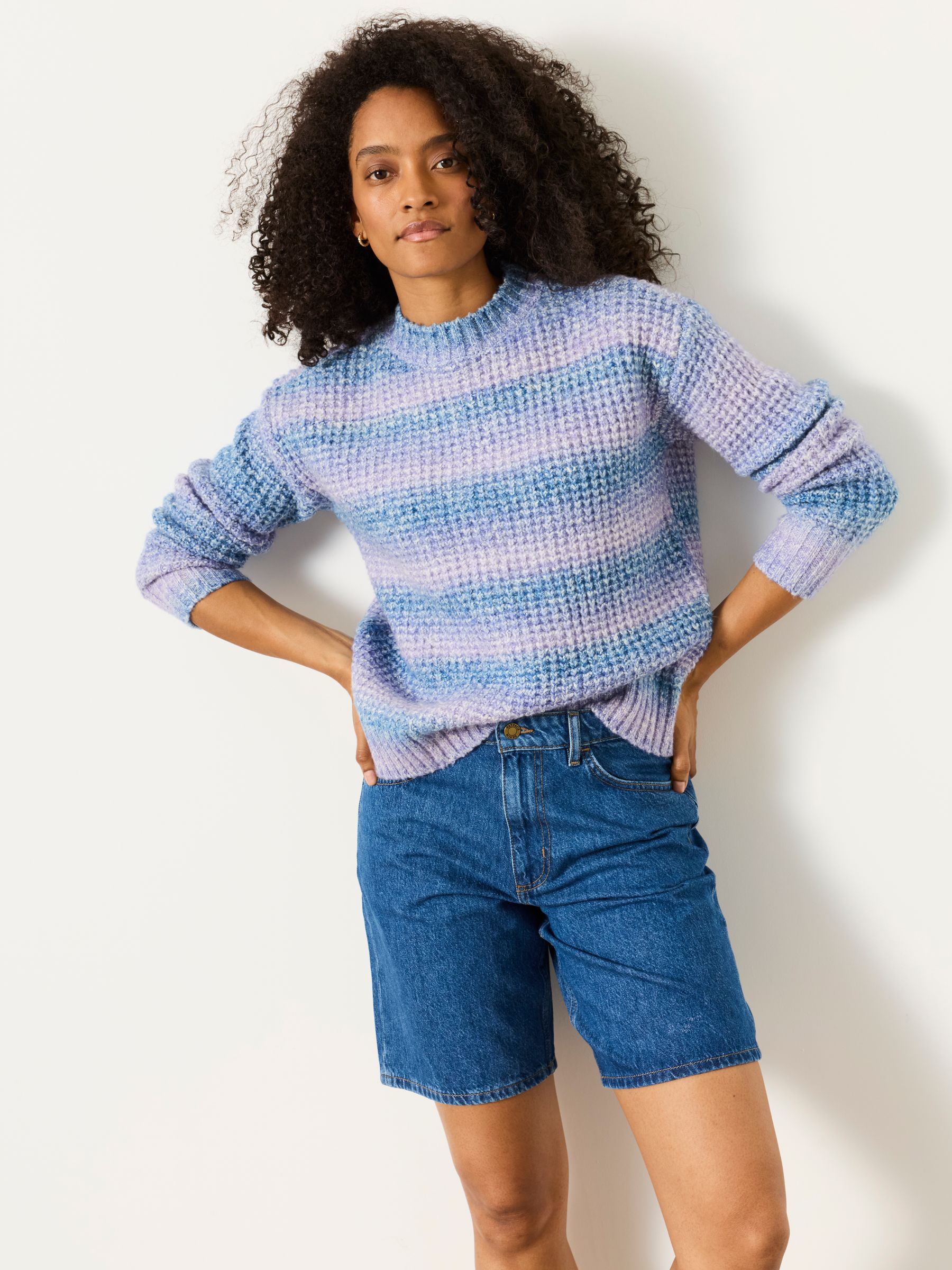 Lilac Purple Carolina Knitted Ombre Textured Crew Neck Jumper - Image 2 of 5