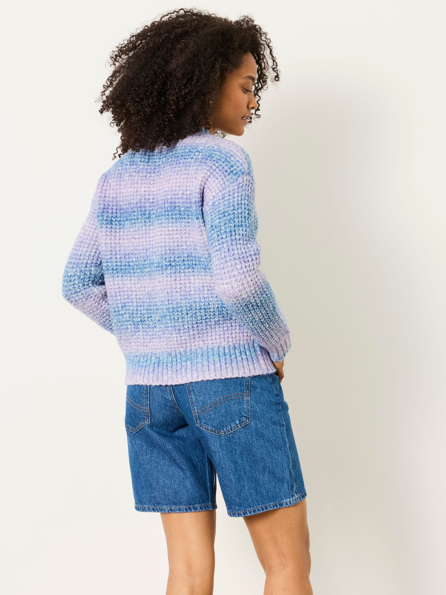 Lilac Purple Carolina Knitted Ombre Textured Crew Neck Jumper - Image 3 of 5