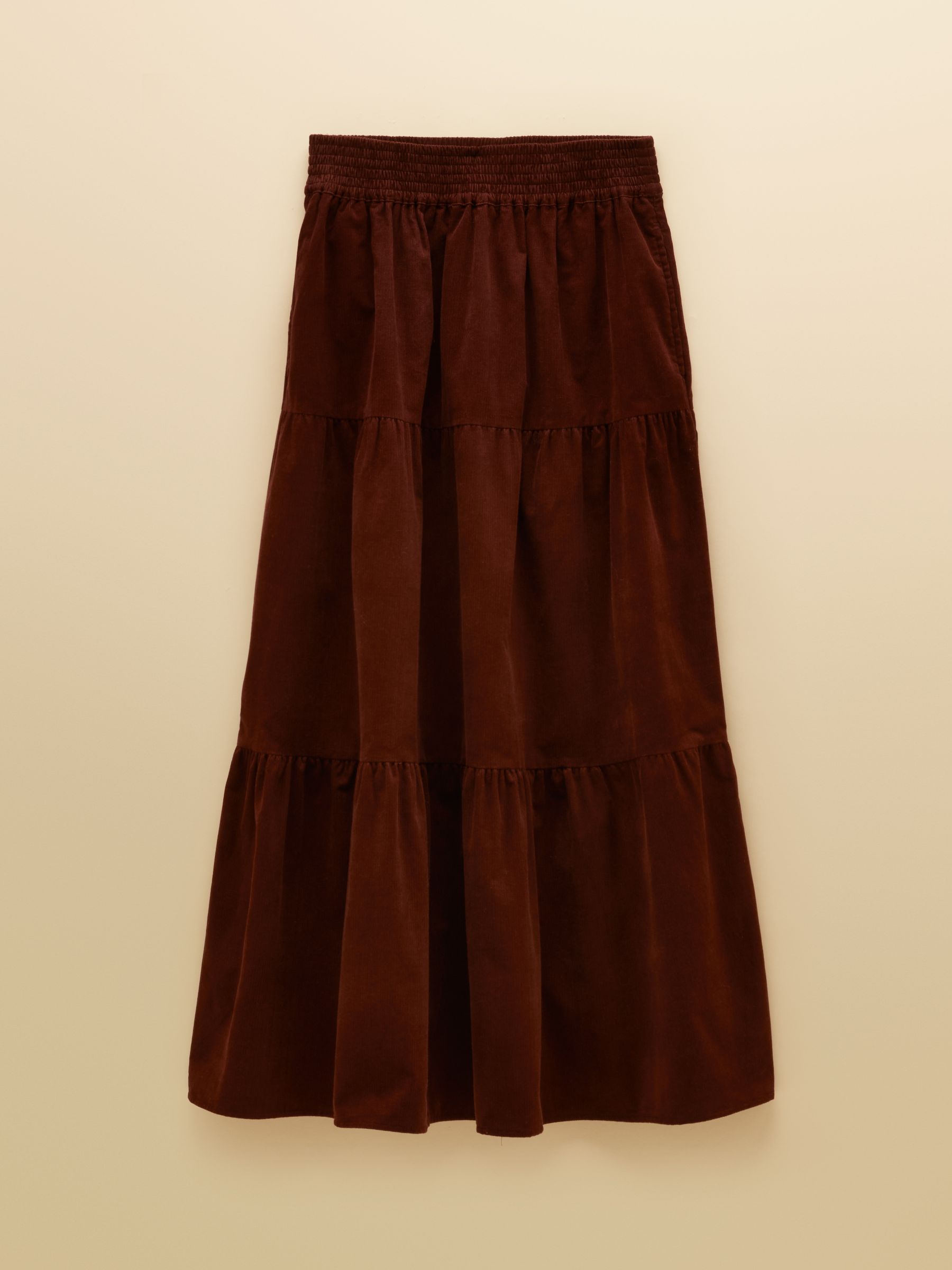 Tiered Brown Cord Maxi Skirt - Image 9 of 9