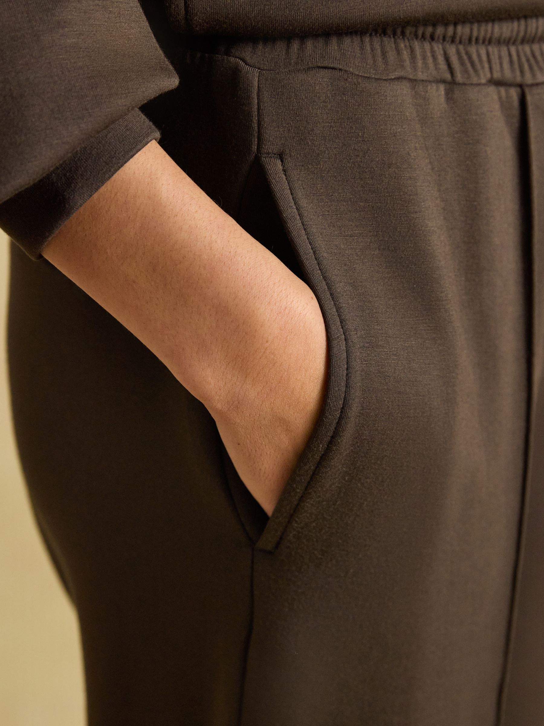 Chocolate Brown Pull On Smart Wide Leg Joggers - Image 3 of 5