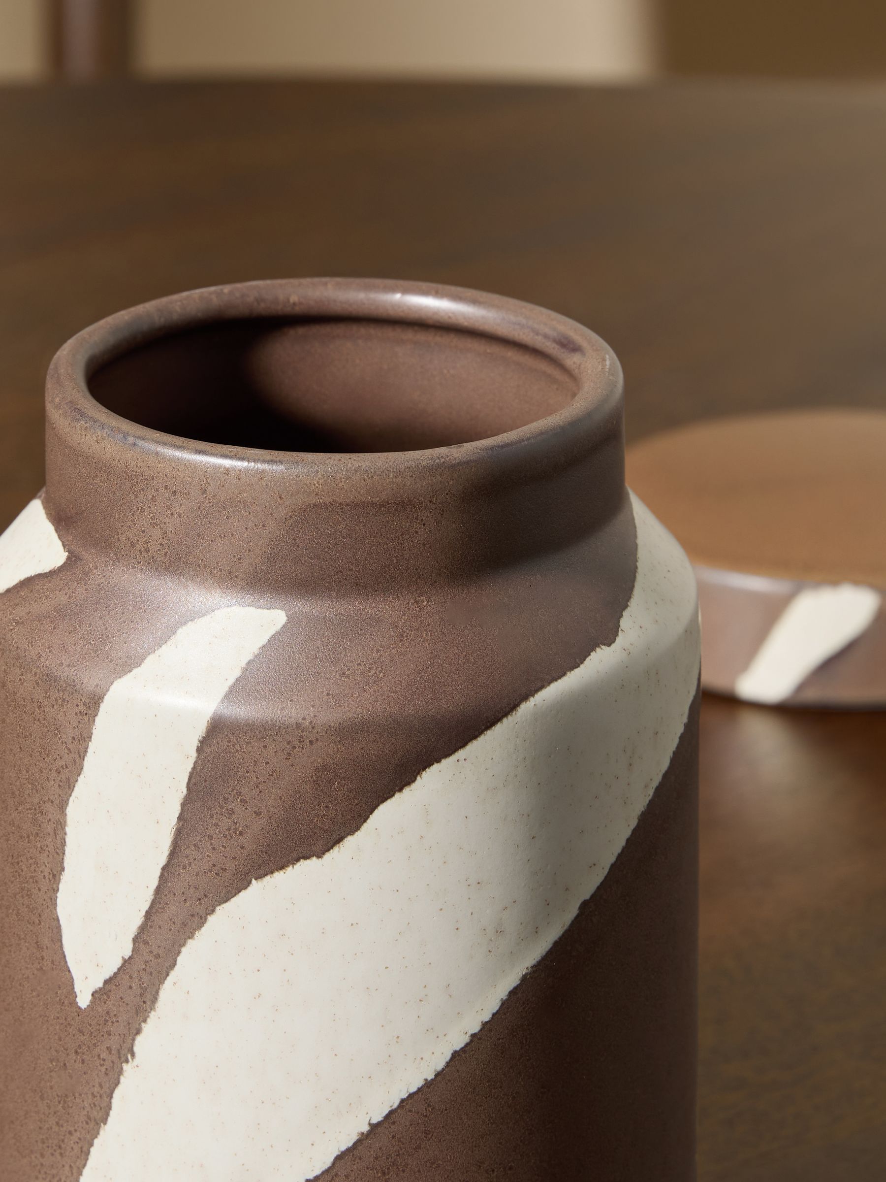 Enzo Striped Storage Jar in Brown - Image 2 of 3