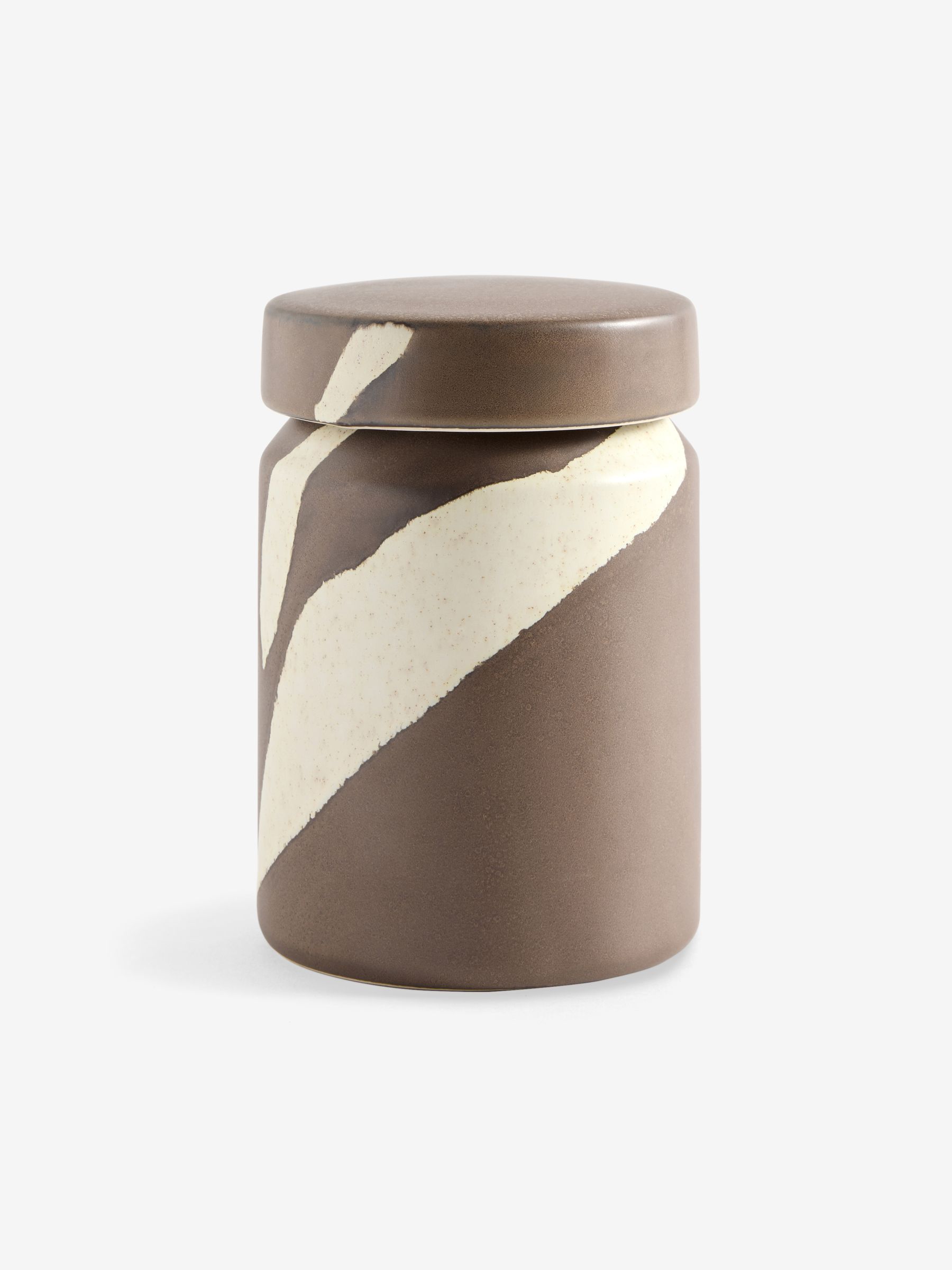 Enzo Striped Storage Jar in Brown - Image 3 of 3 Enzo Striped Storage Jar in Brown - Image 3 of 3