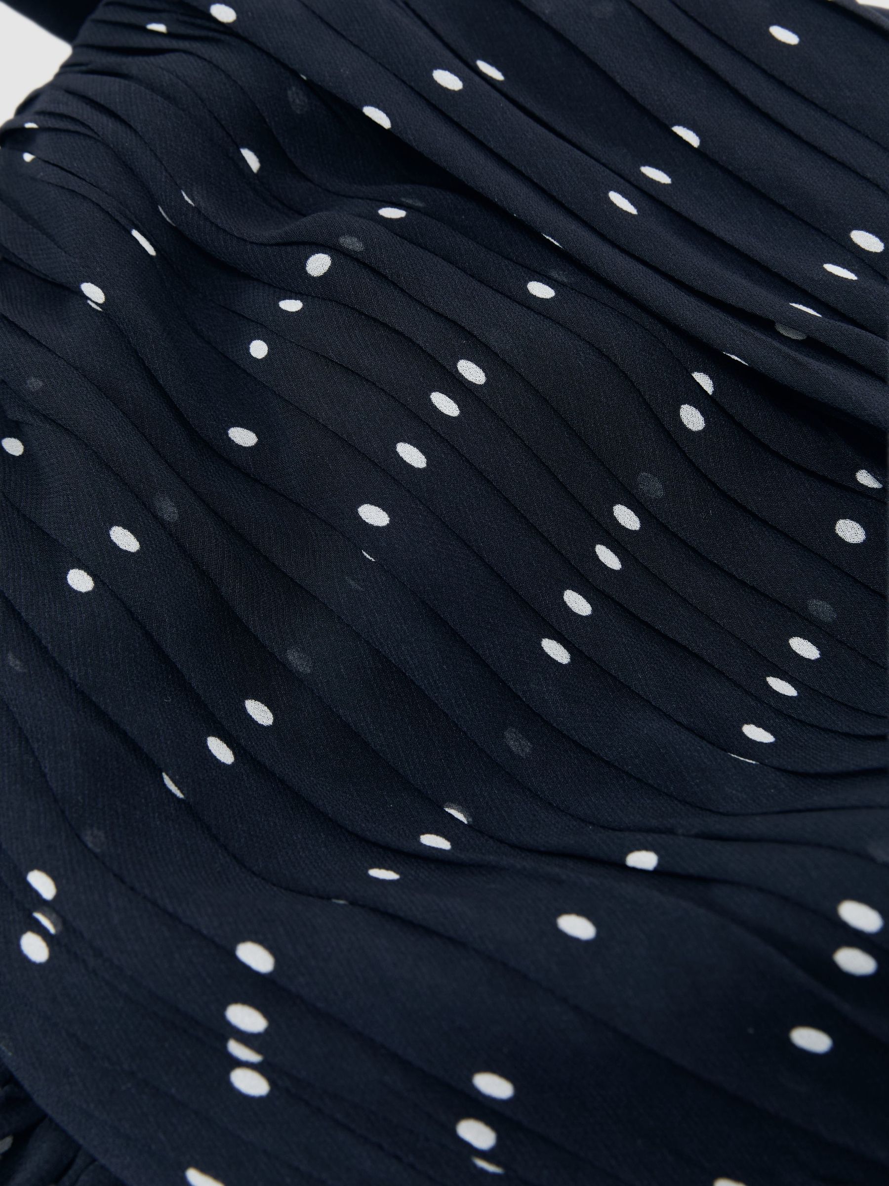 Polka-Dot Bardot Wide-Leg Jumpsuit in Navy/Ivory - Image 7 of 7