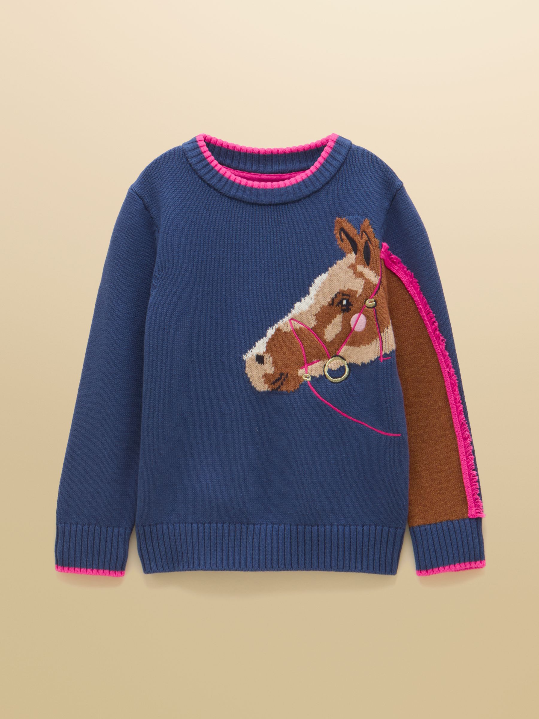 Girls' Geegee Navy Horse Intarsia Jumper - Image 1 of 5 Girls' Geegee Navy Horse Intarsia Jumper - Image 1 of 5