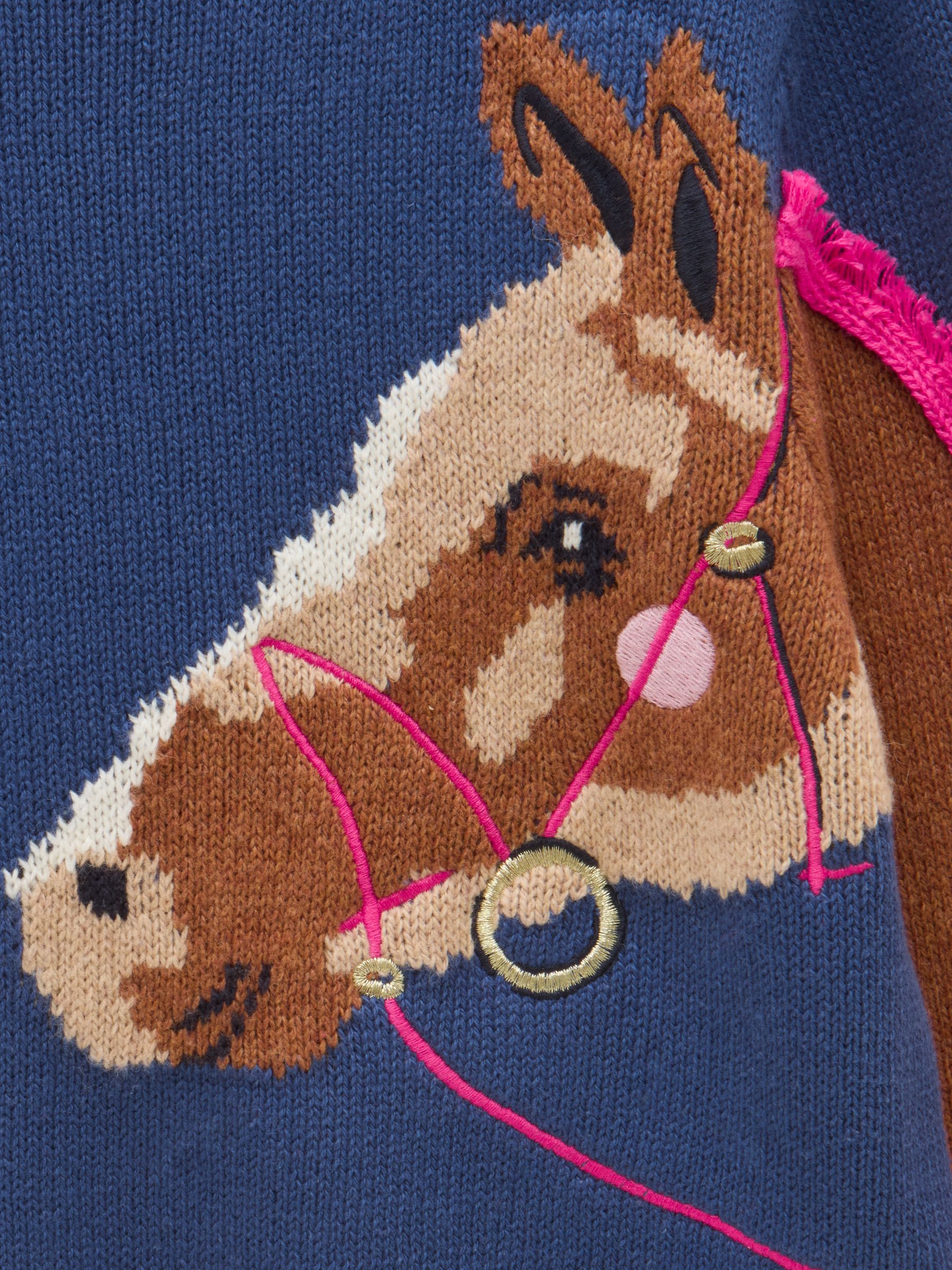 Girls' Geegee Navy Horse Intarsia Jumper - Image 4 of 5