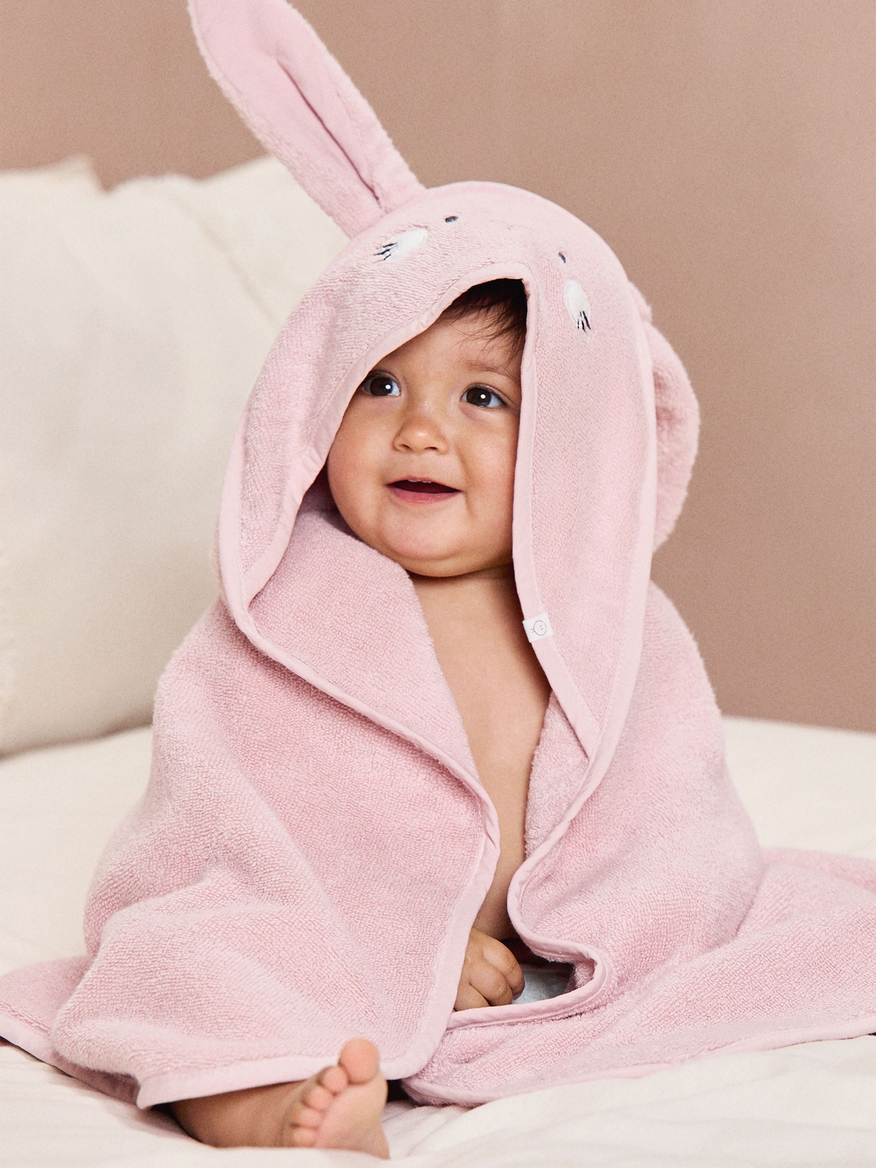 MORI Blush Pink Bunny Hooded Toddler Towel - Image 1 of 3