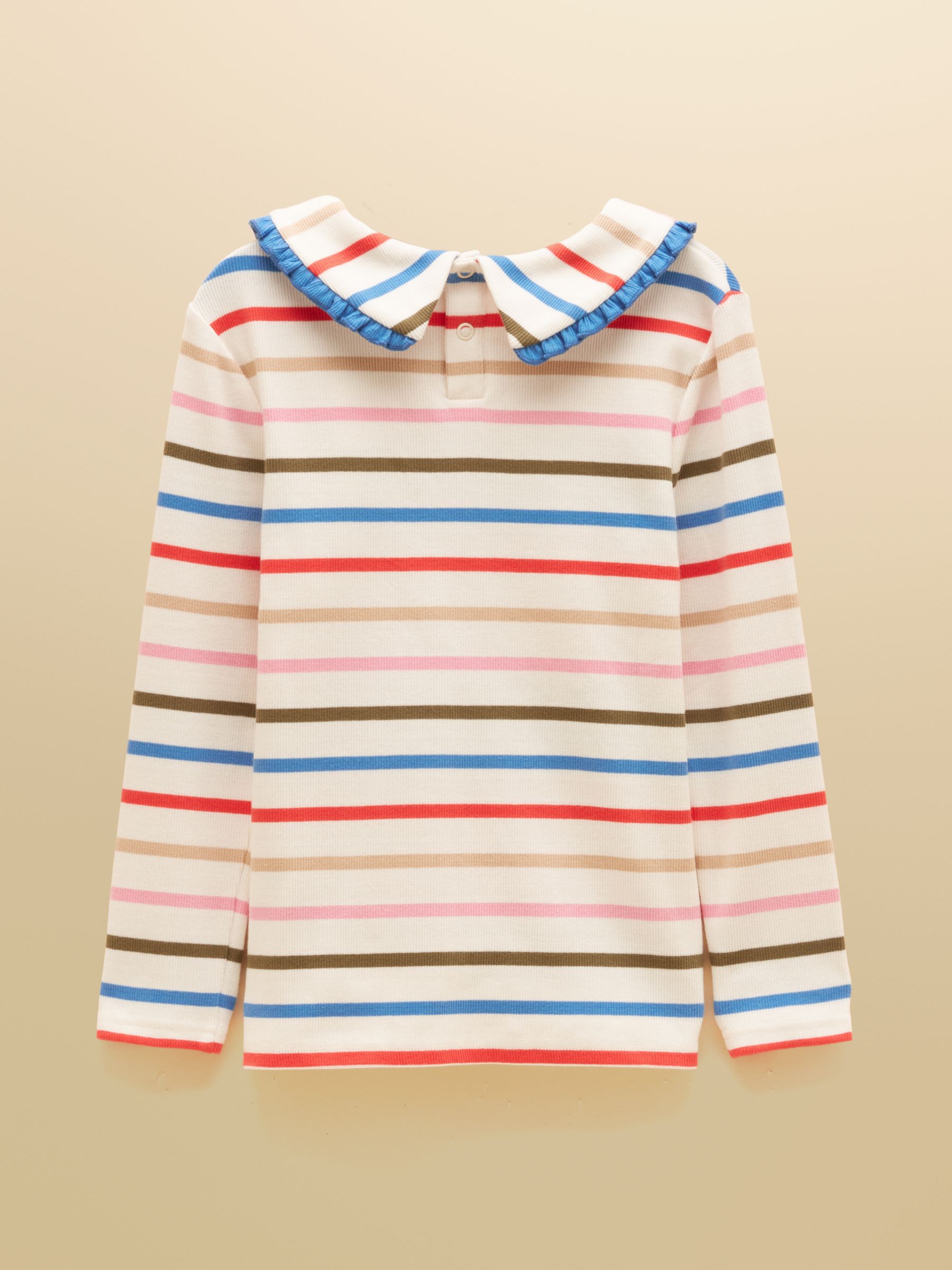 Girls' Sophie Multi Stripe Long Sleeve Ribbed Collared Top - Image 2 of 4