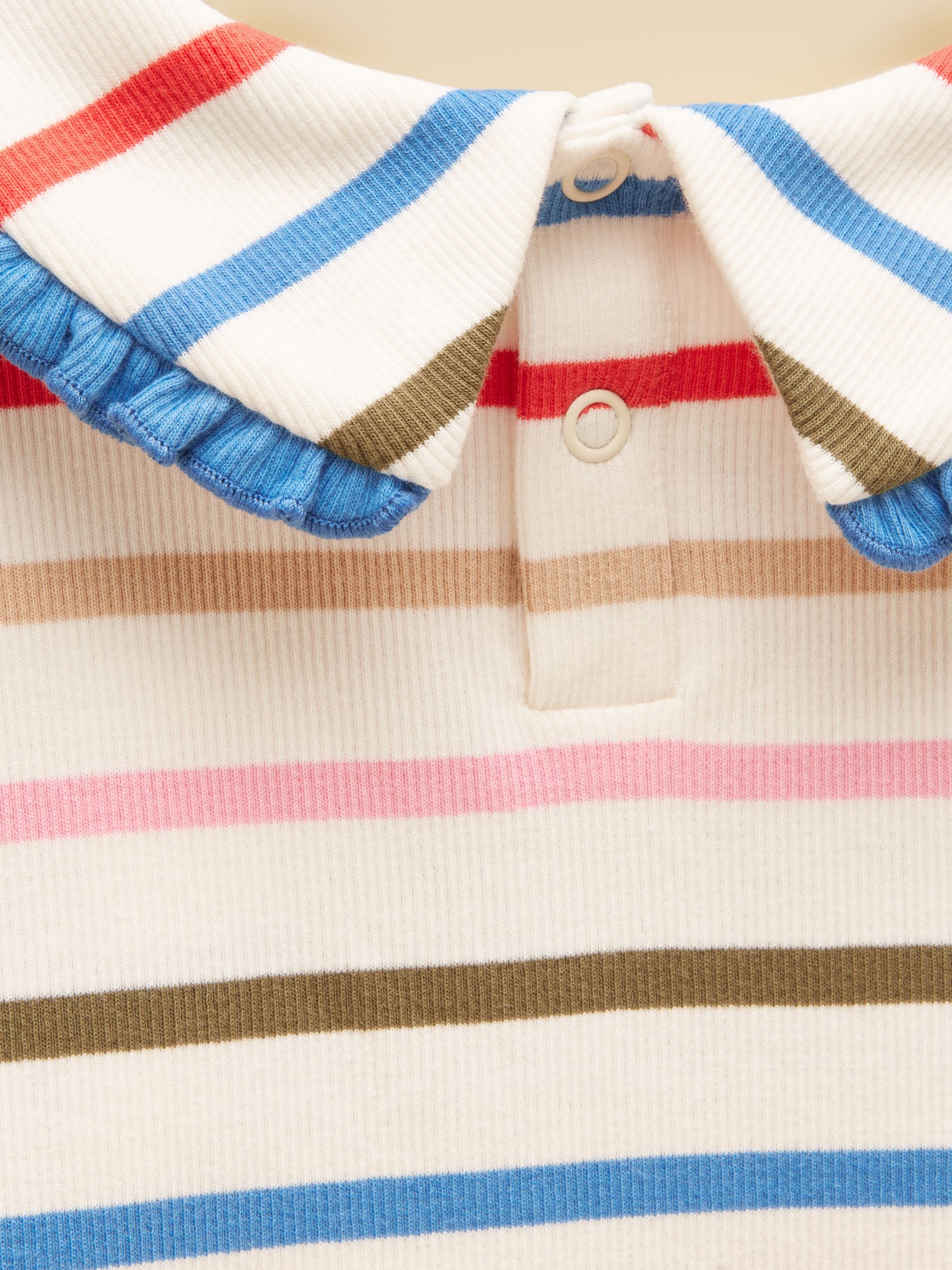 Girls' Sophie Multi Stripe Long Sleeve Ribbed Collared Top - Image 4 of 4