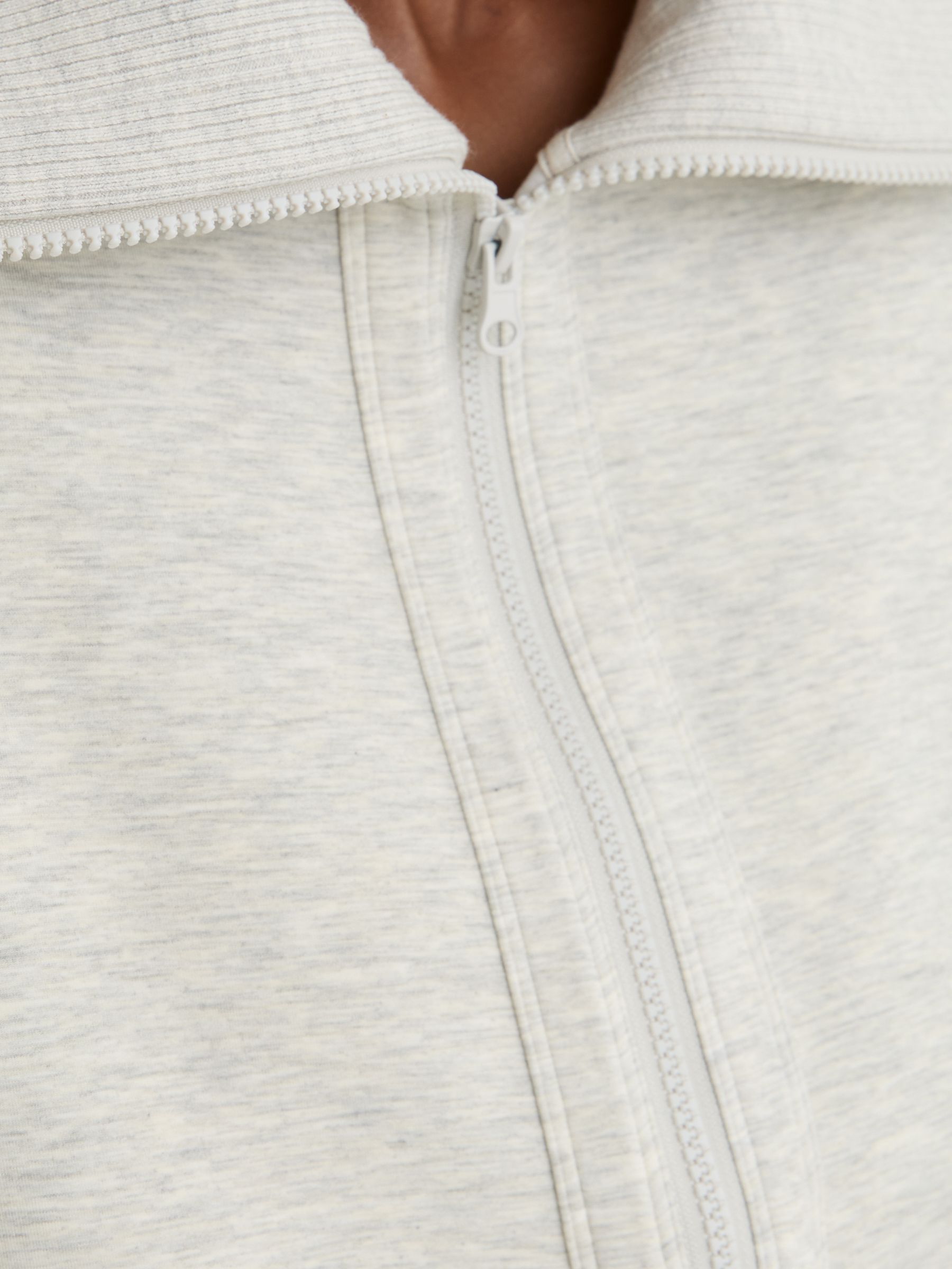 Premium Interlock Zip-Front Sweatshirt in Grey Marl - Image 6 of 8
