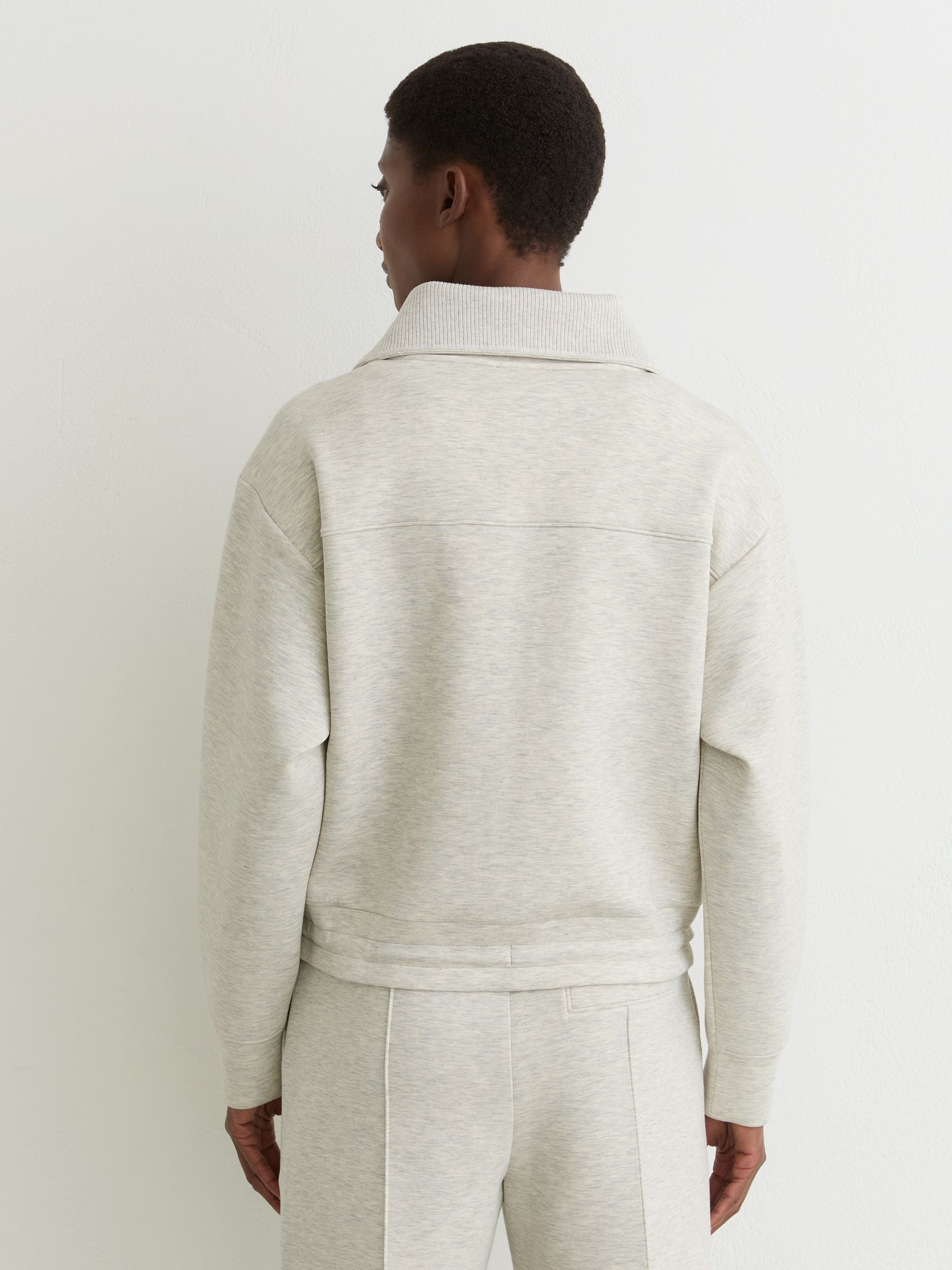 Premium Interlock Zip-Front Sweatshirt in Grey Marl - Image 7 of 8