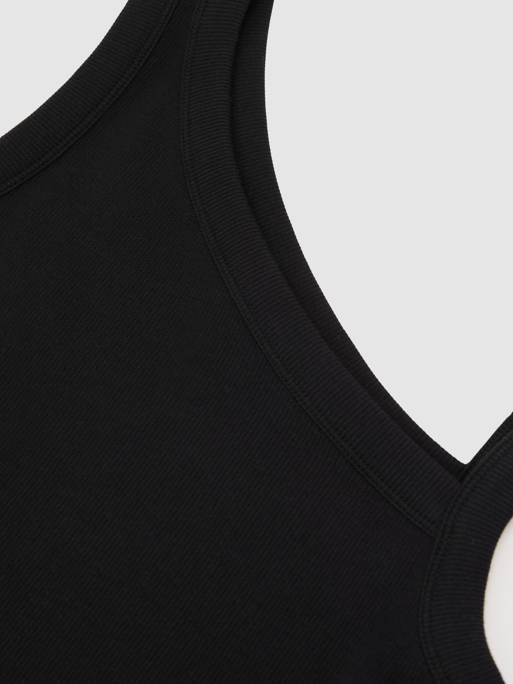 Stretch-Cotton Asymmetric-Neck Vest in Black - image 3