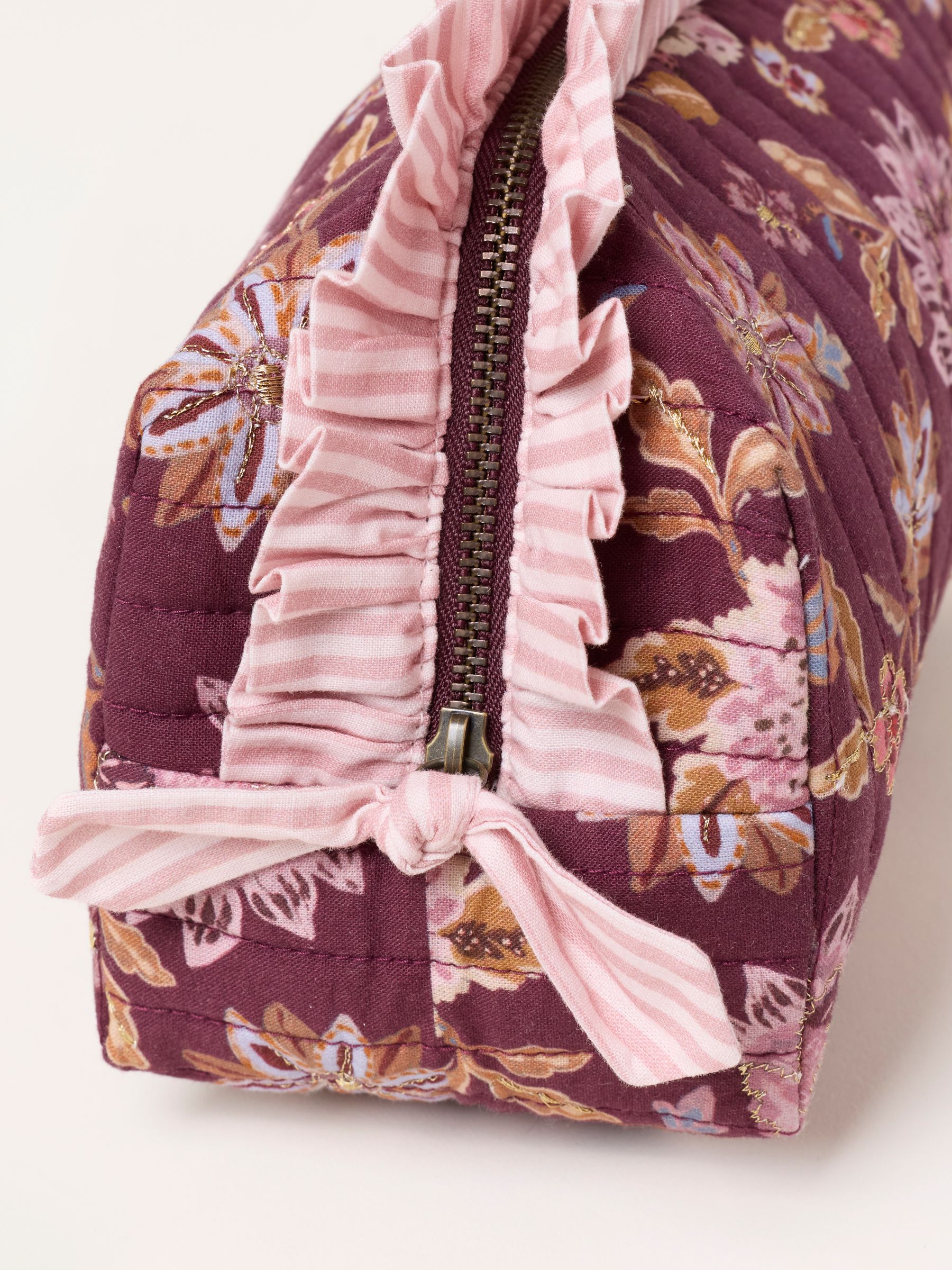 Purple Floral Print Quilted Make Up Bag - Image 3 of 3