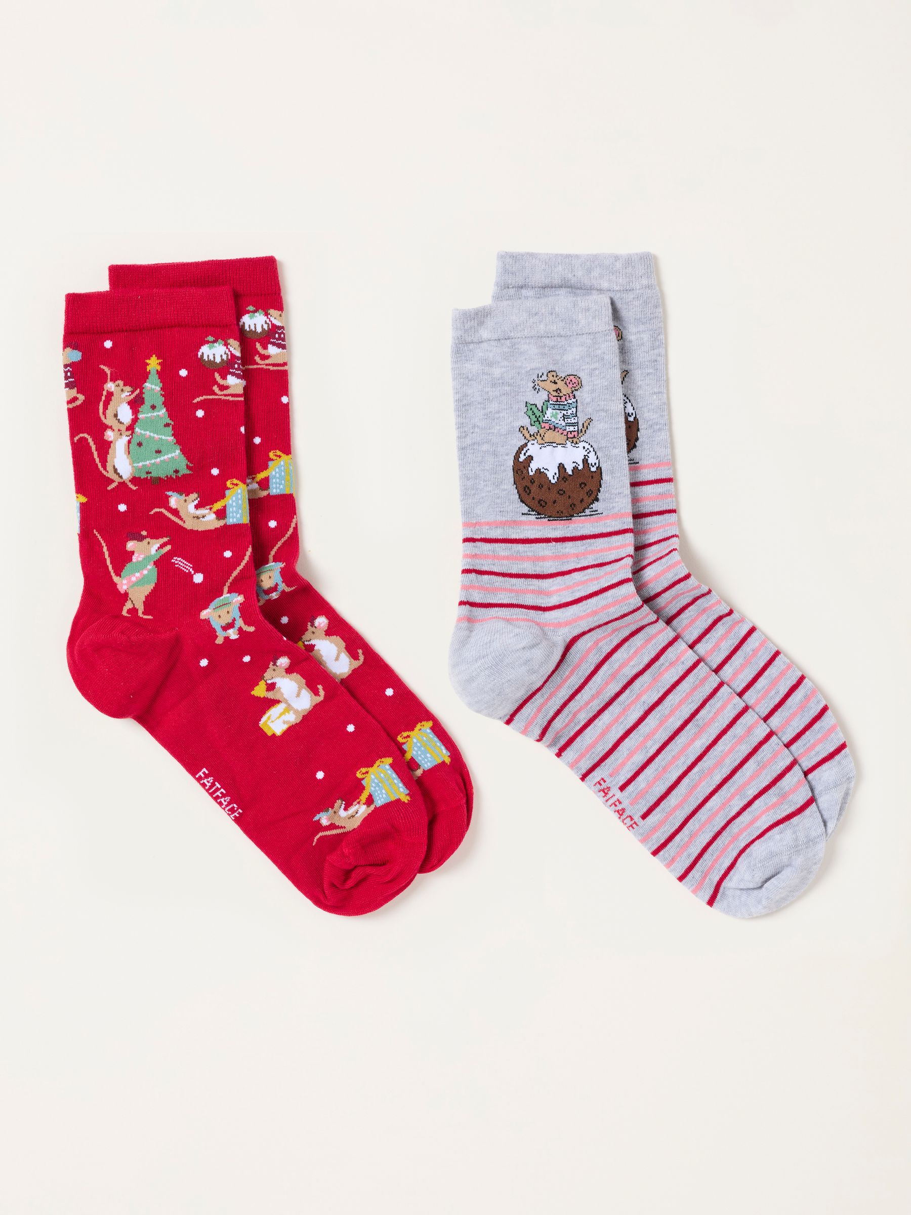 Multi 2 Pack Shelter Christmas Mouse Socks in a Box - Image 3 of 3 Multi 2 Pack Shelter Christmas Mouse Socks in a Box - Image 3 of 3
