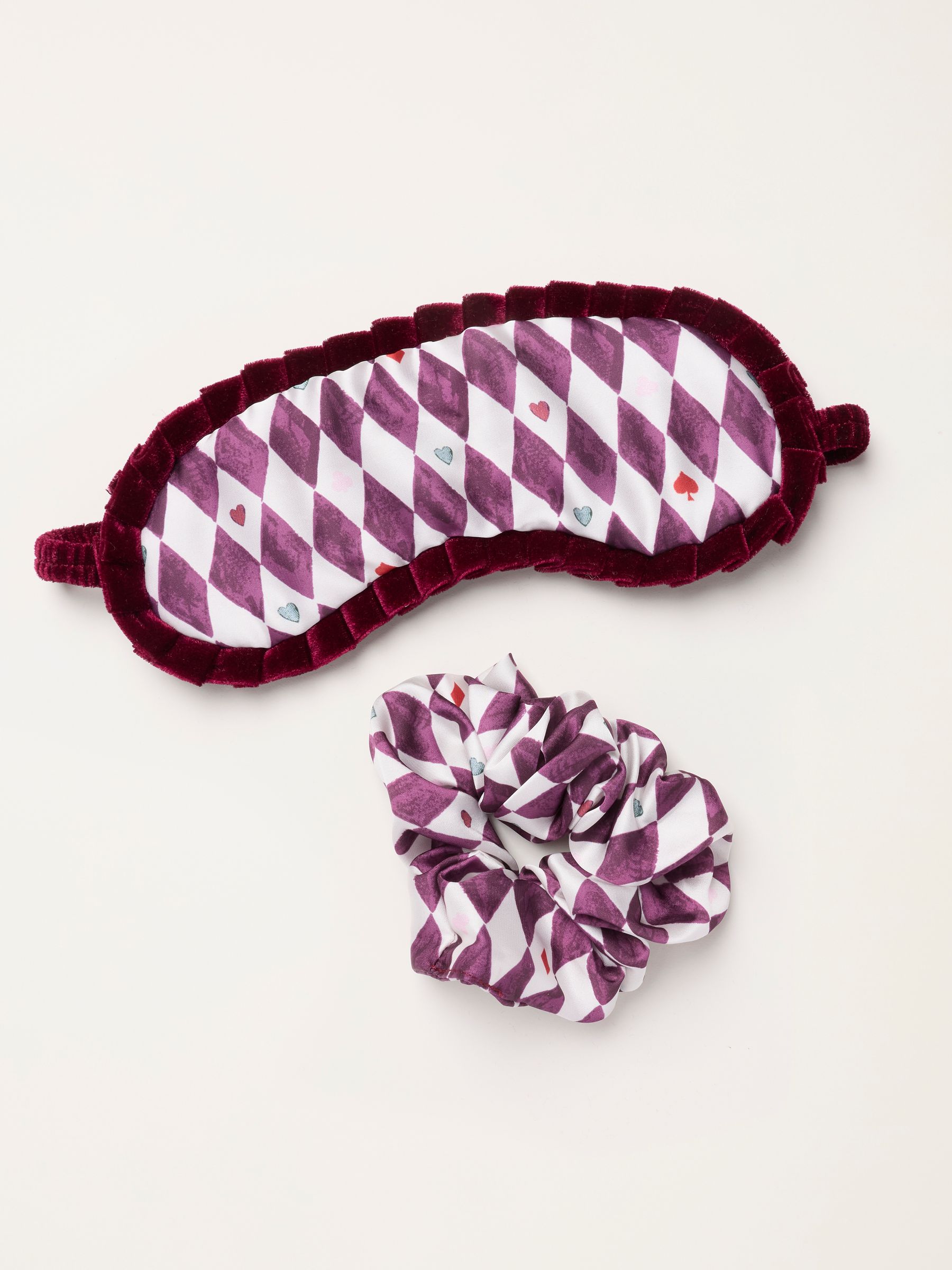 Purple Printed Eye Mask and Scrunchie Set - Image 1 of 3