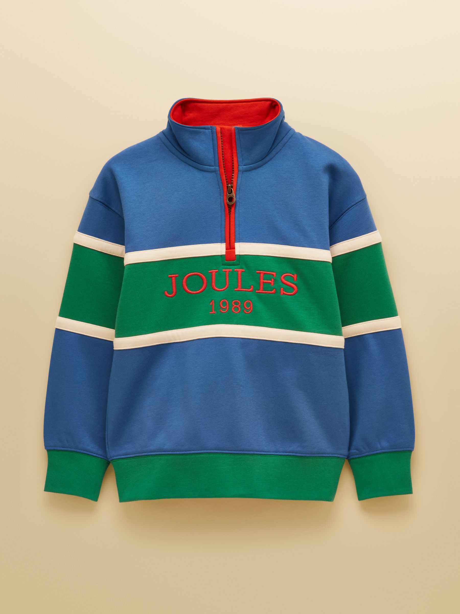 Kids' Alfie Blue Colourblock Quarter Zip Sweatshirt - Image 2 of 4
