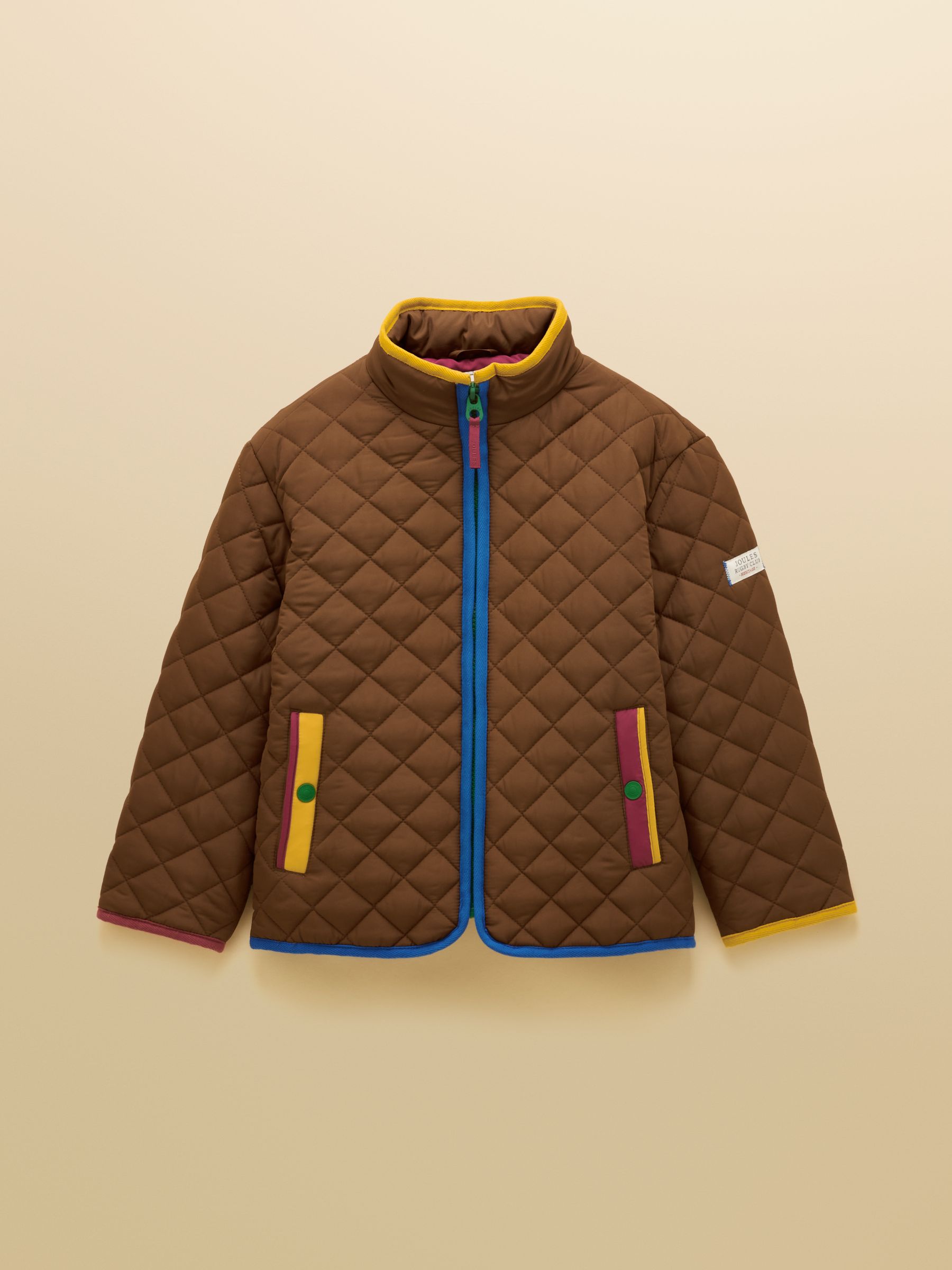 Boys' Lennox Brown Quilted Funnel Neck Jacket - Image 1 of 5