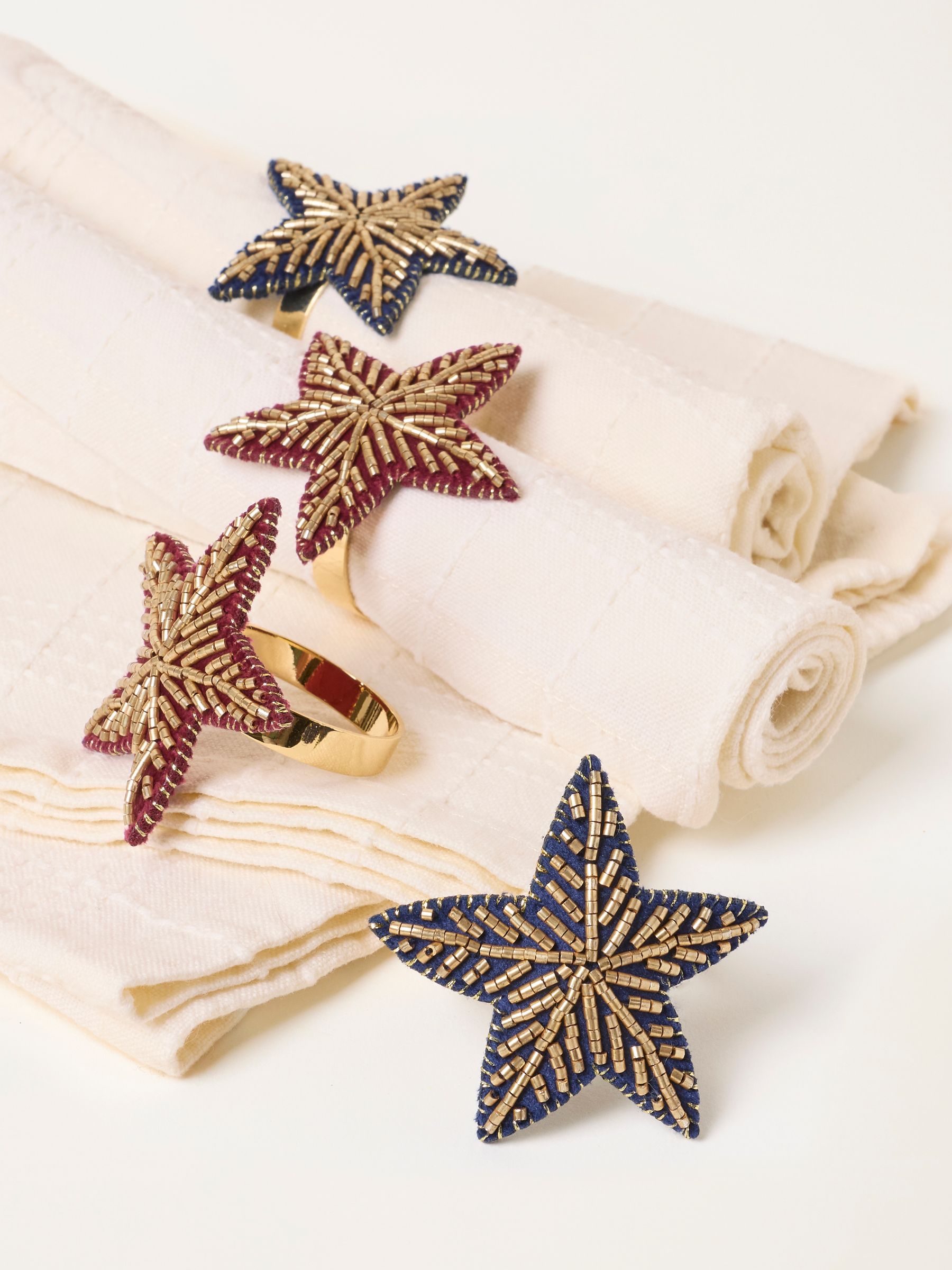 Multi 4 Pack Beaded Star Napkin Rings - Image 2 of 3