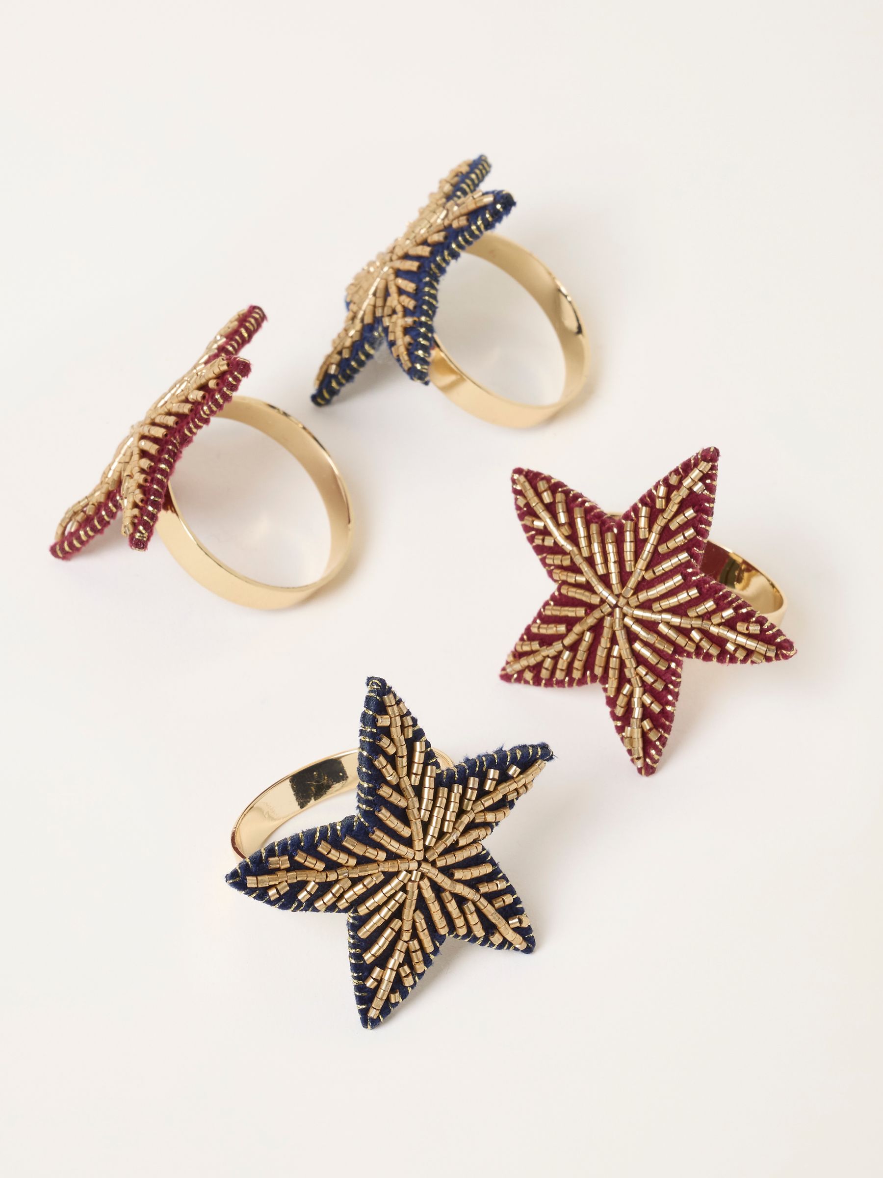 Multi 4 Pack Beaded Star Napkin Rings - Image 3 of 3