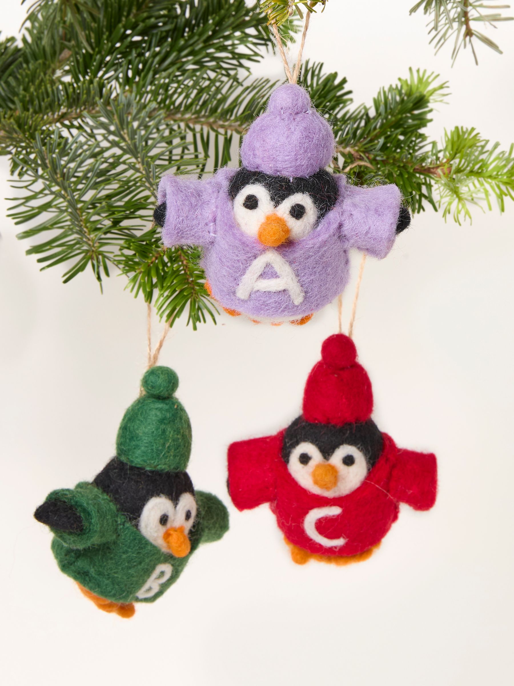 Multi Alphabet Penguin Felt Christmas Decoration - Image 1 of 3