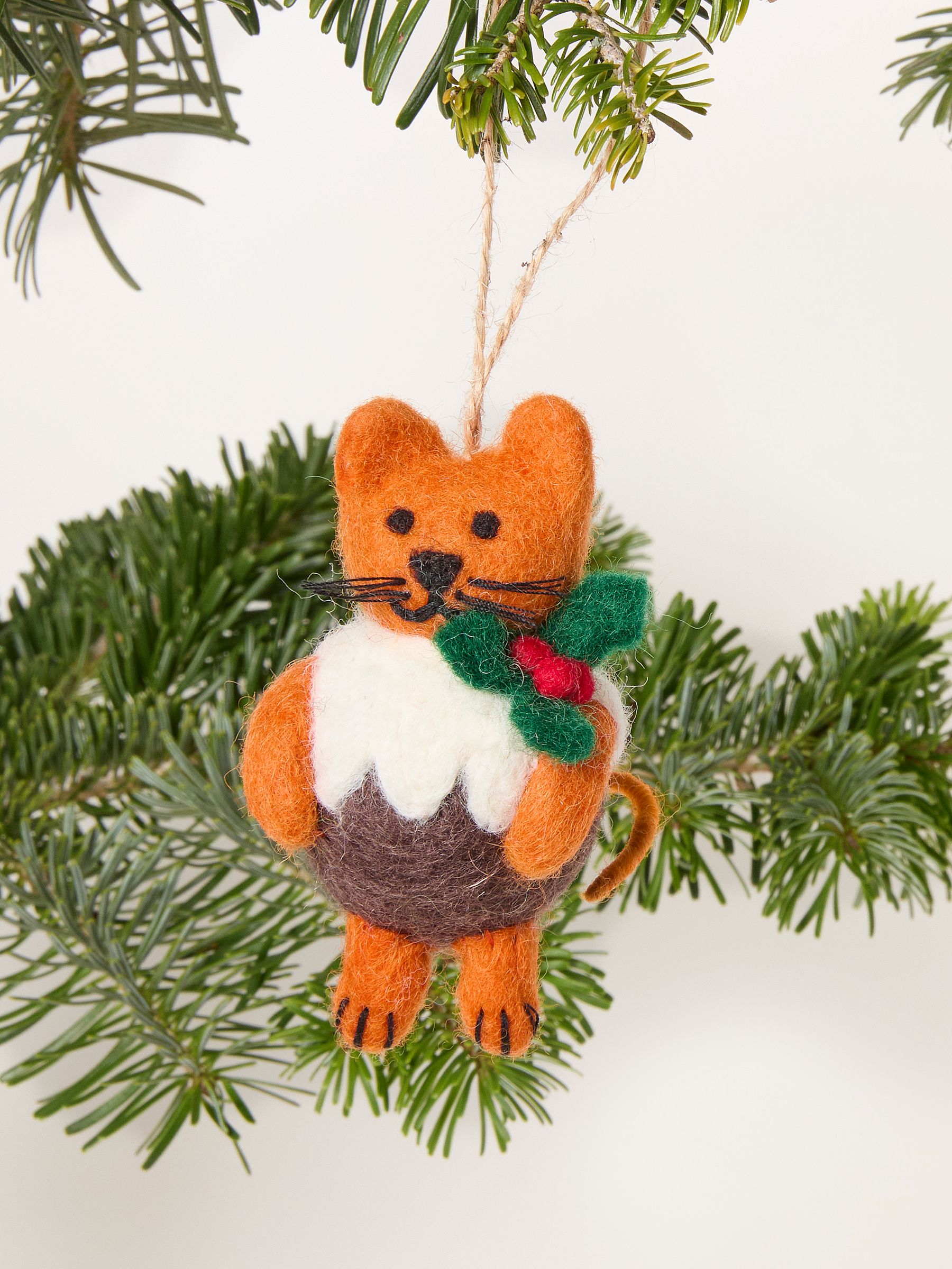 Orange Pudding Cat Felt Christmas Decoration - Image 1 of 3