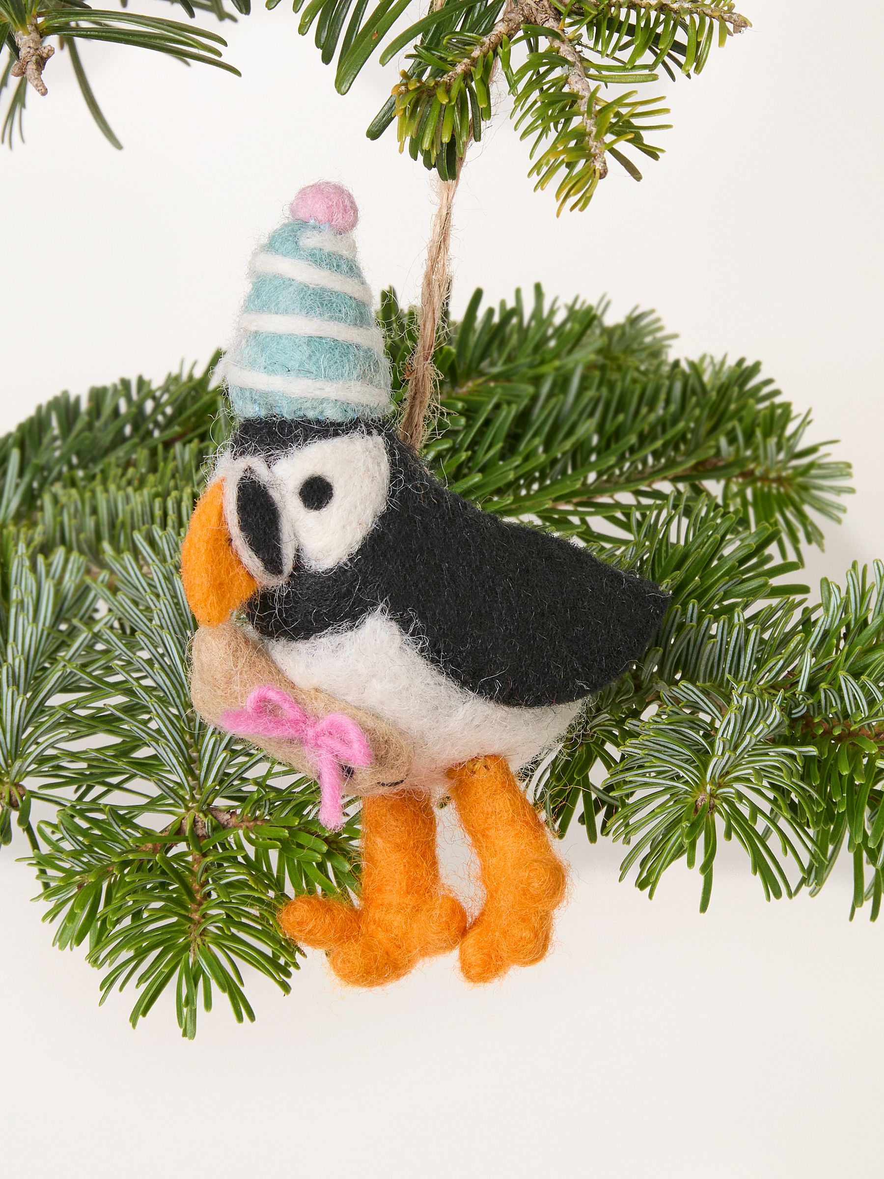 Black Party Puffin Felt Christmas Decoration - Image 1 of 3 Black Party Puffin Felt Christmas Decoration - Image 1 of 3