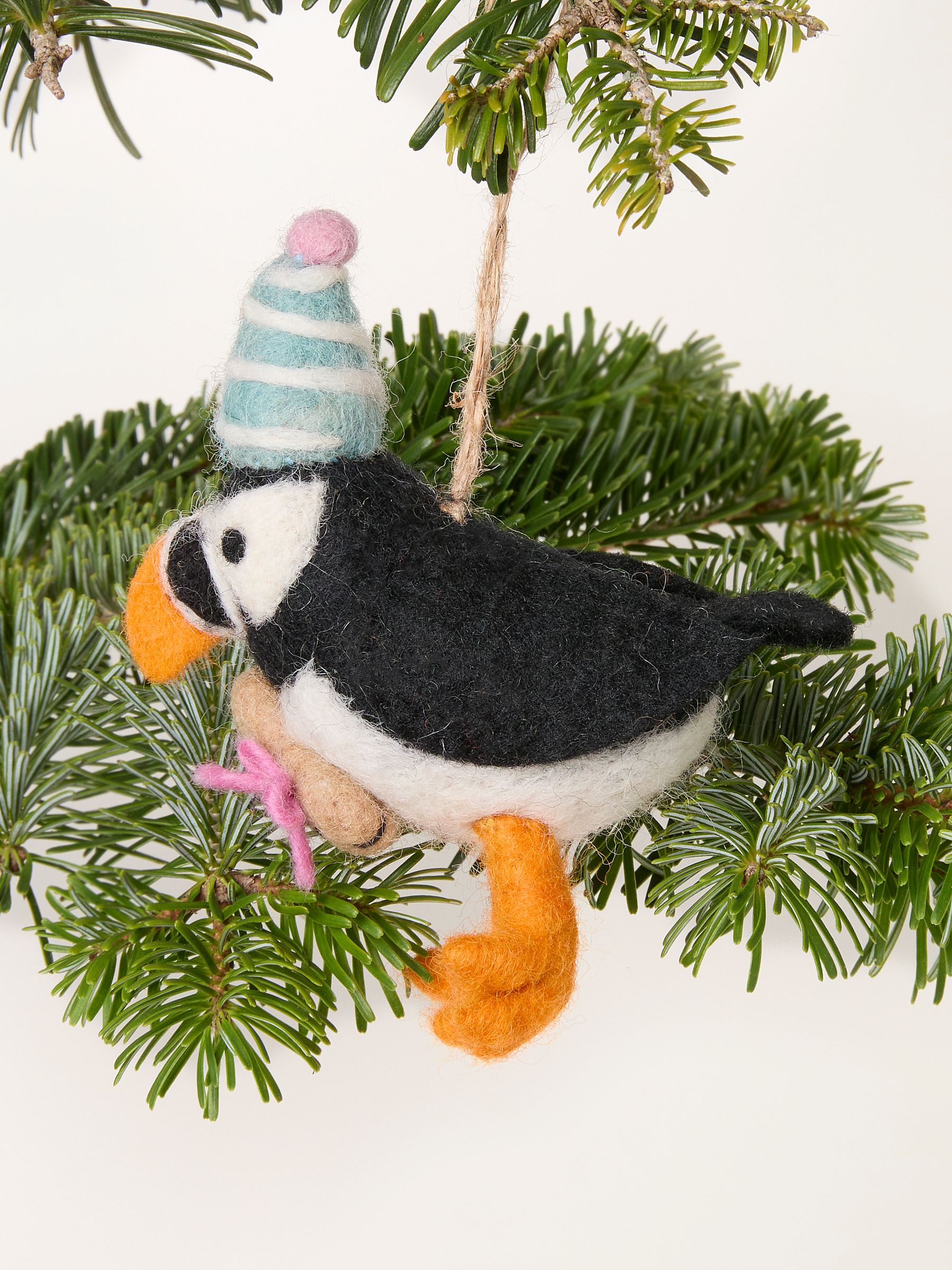 Black Party Puffin Felt Christmas Decoration - Image 2 of 3