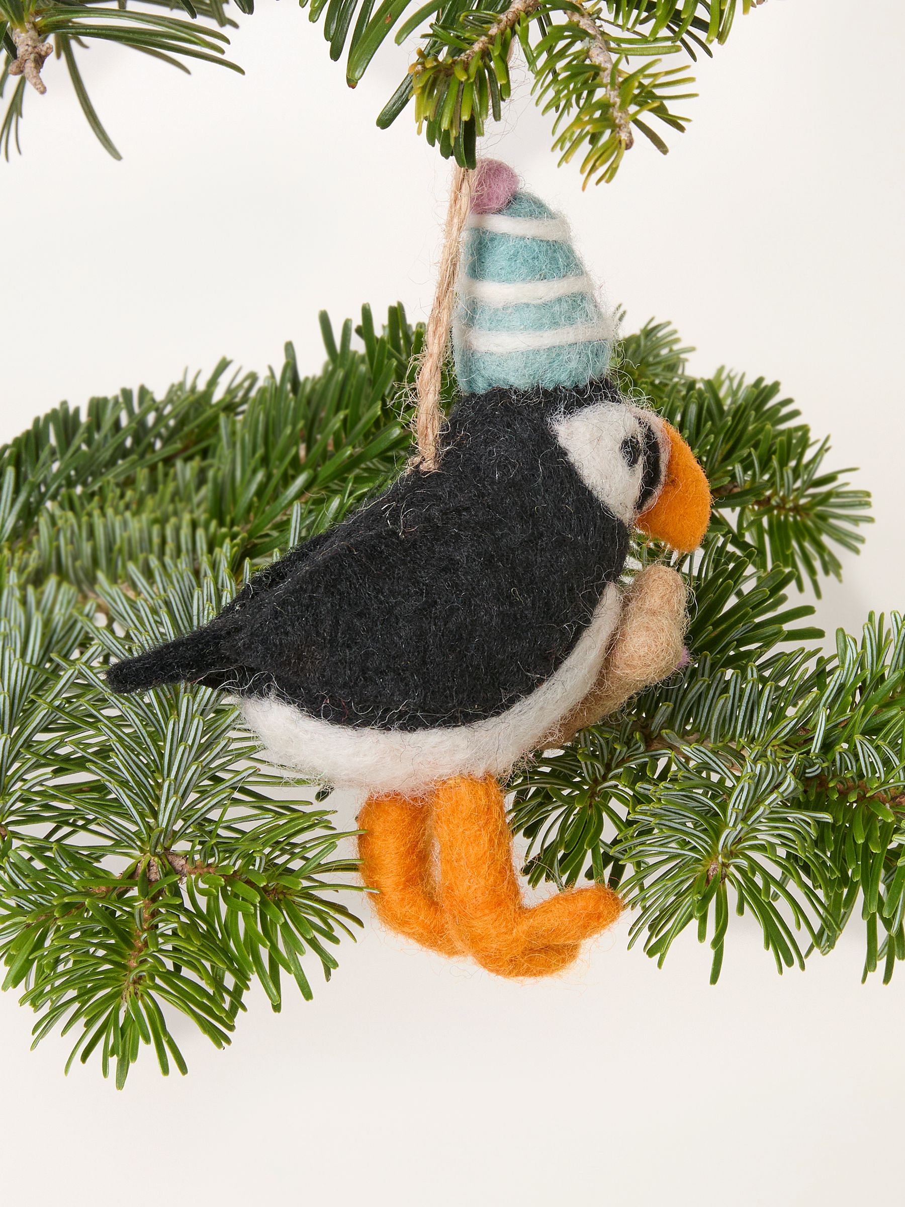 Black Party Puffin Felt Christmas Decoration - Image 3 of 3 Black Party Puffin Felt Christmas Decoration - Image 3 of 3