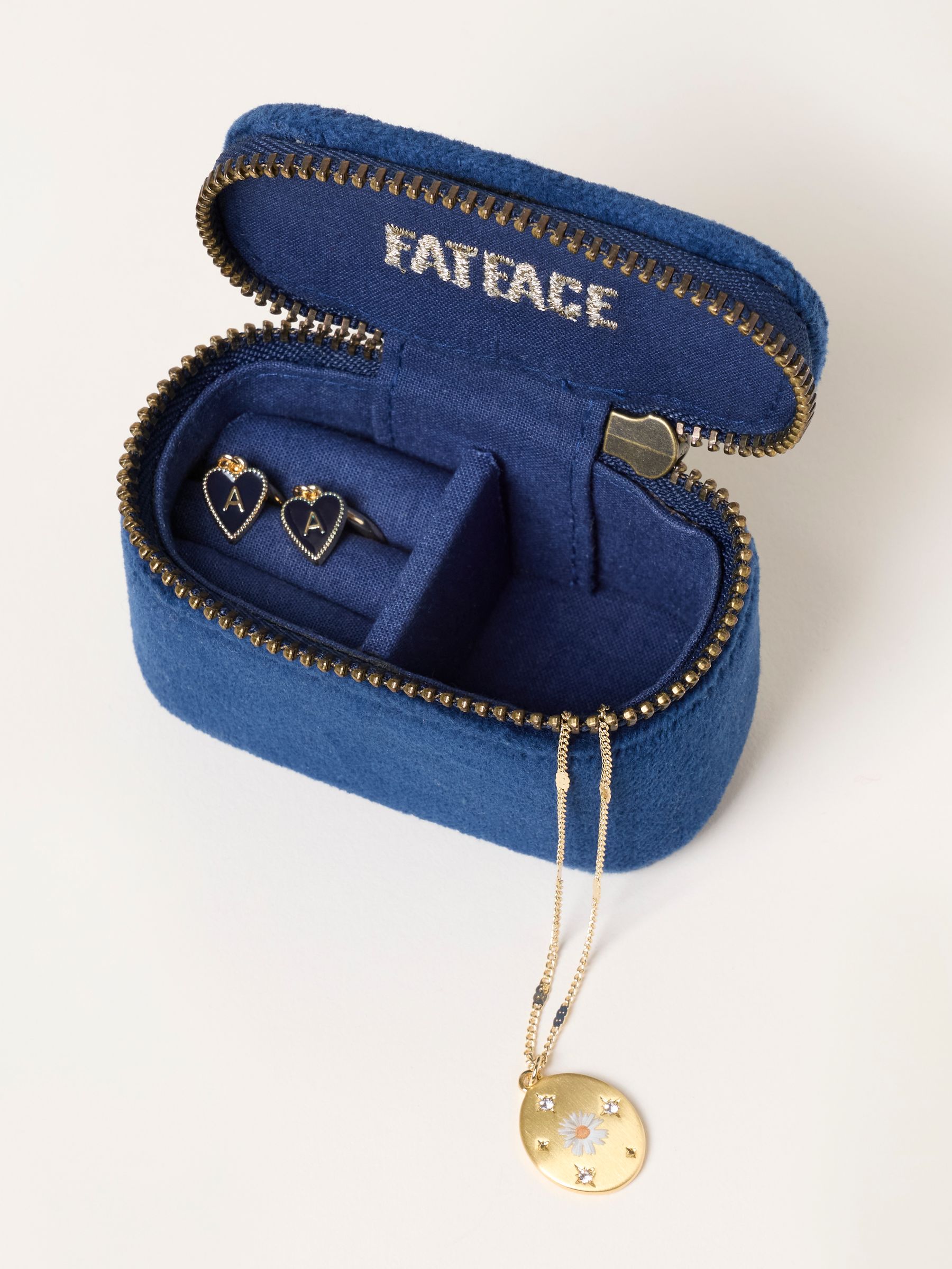 Navy Bow Embroidered Mini Jewellery Box - Image 2 of 3 Navy Bow Embroidered Mini Jewellery Box - Image 2 of 3