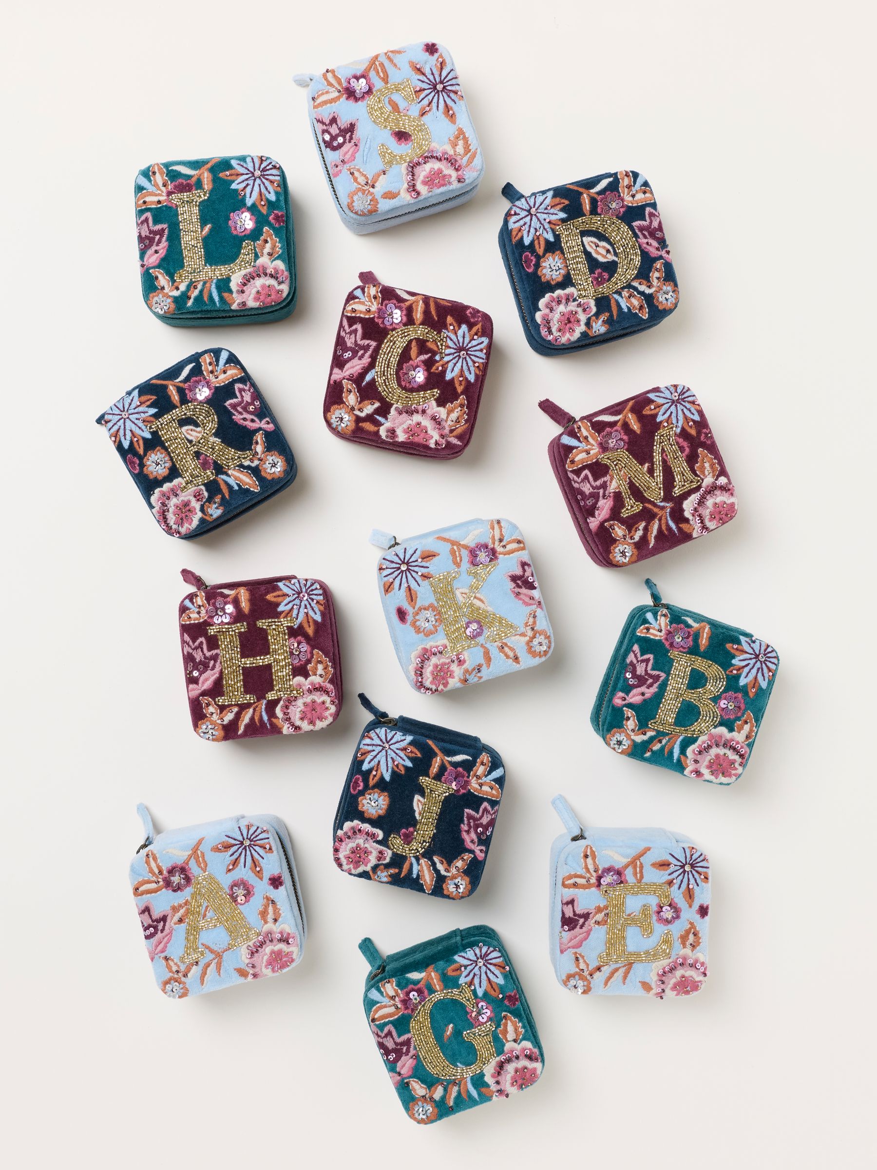 Multi Alphabet Embroidered Jewellery Box - Image 1 of 3