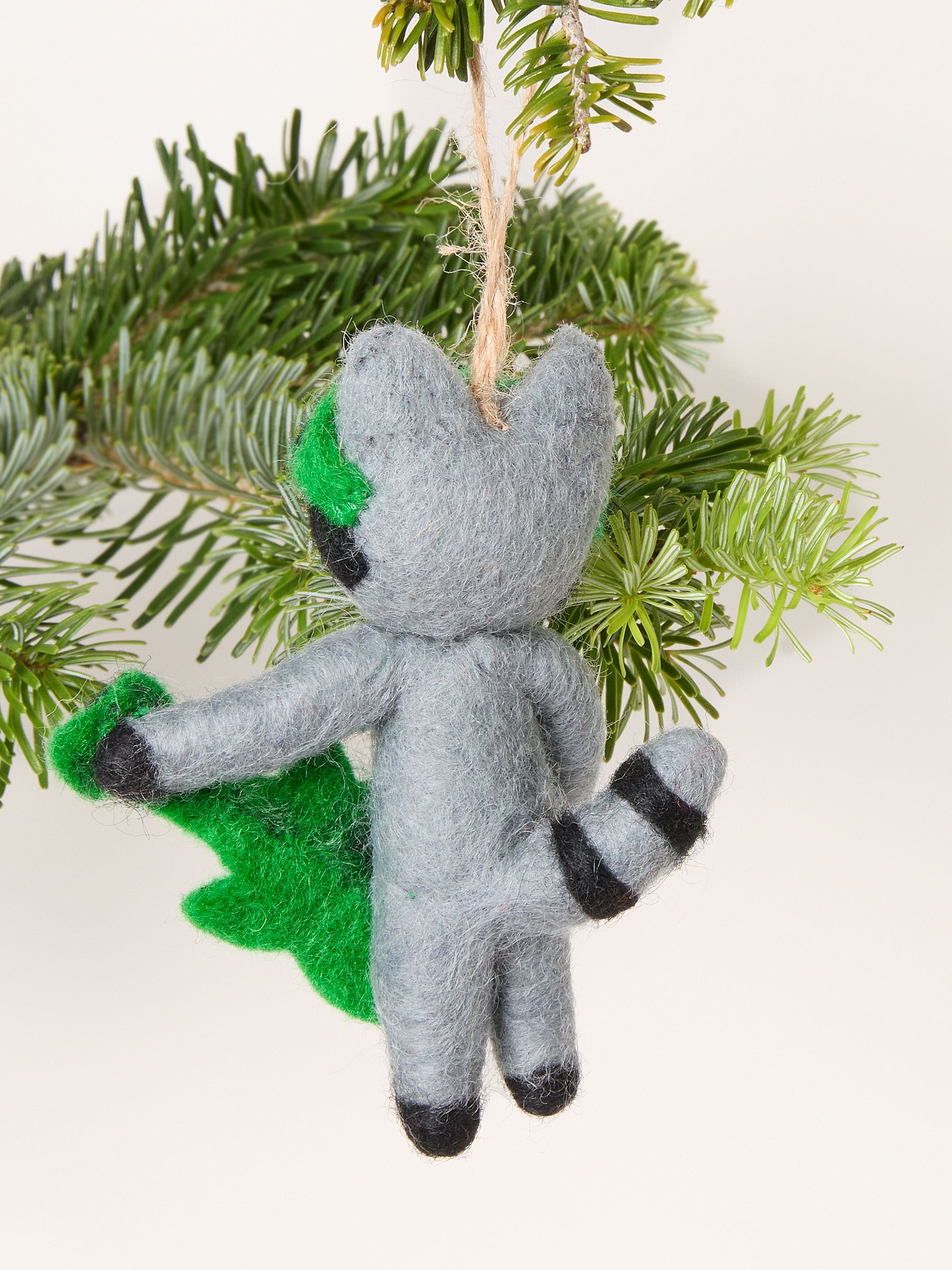 Grey Rocking Racoon Wool Felt Christmas Decoration - Image 3 of 3 Grey Rocking Racoon Wool Felt Christmas Decoration - Image 3 of 3