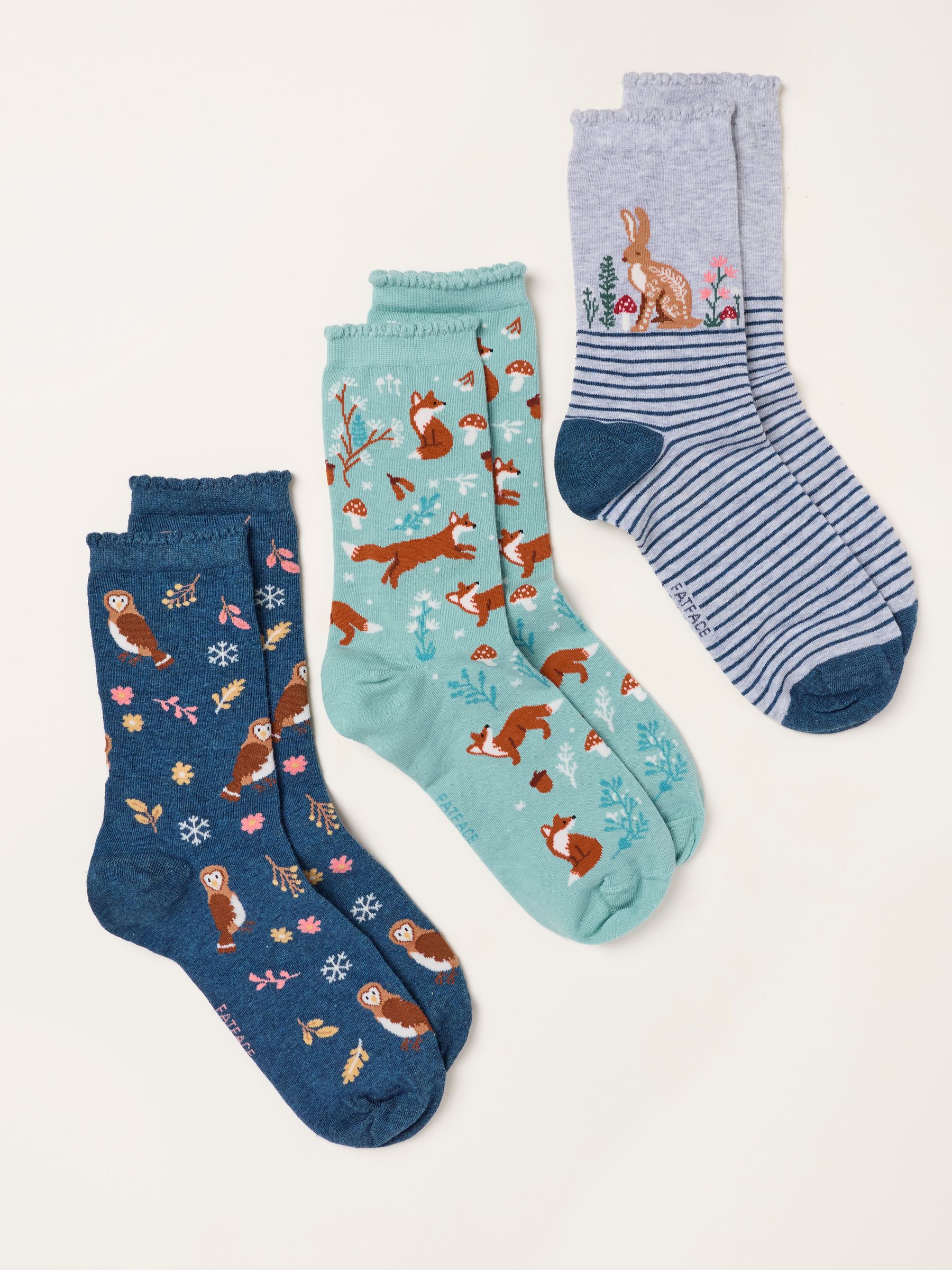 Multi 3 Pack Woodland Socks in a Gift Box - Image 2 of 2