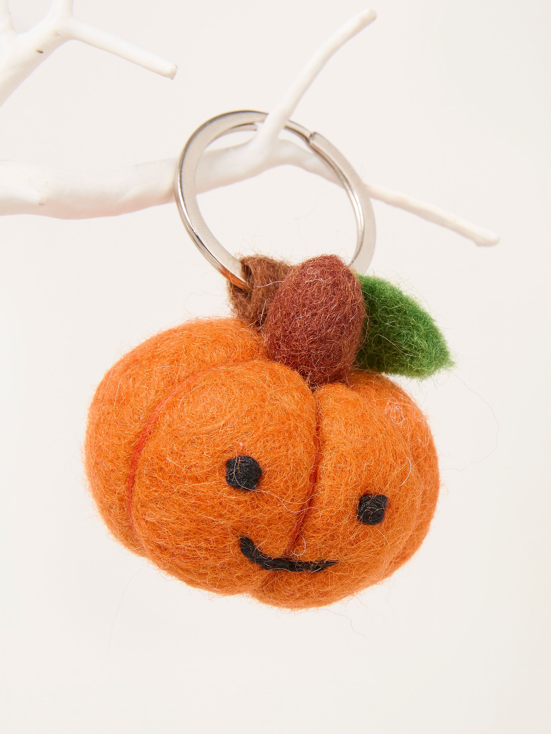 Orange Halloween Pumpkin Felt Keyring - Image 1 of 3