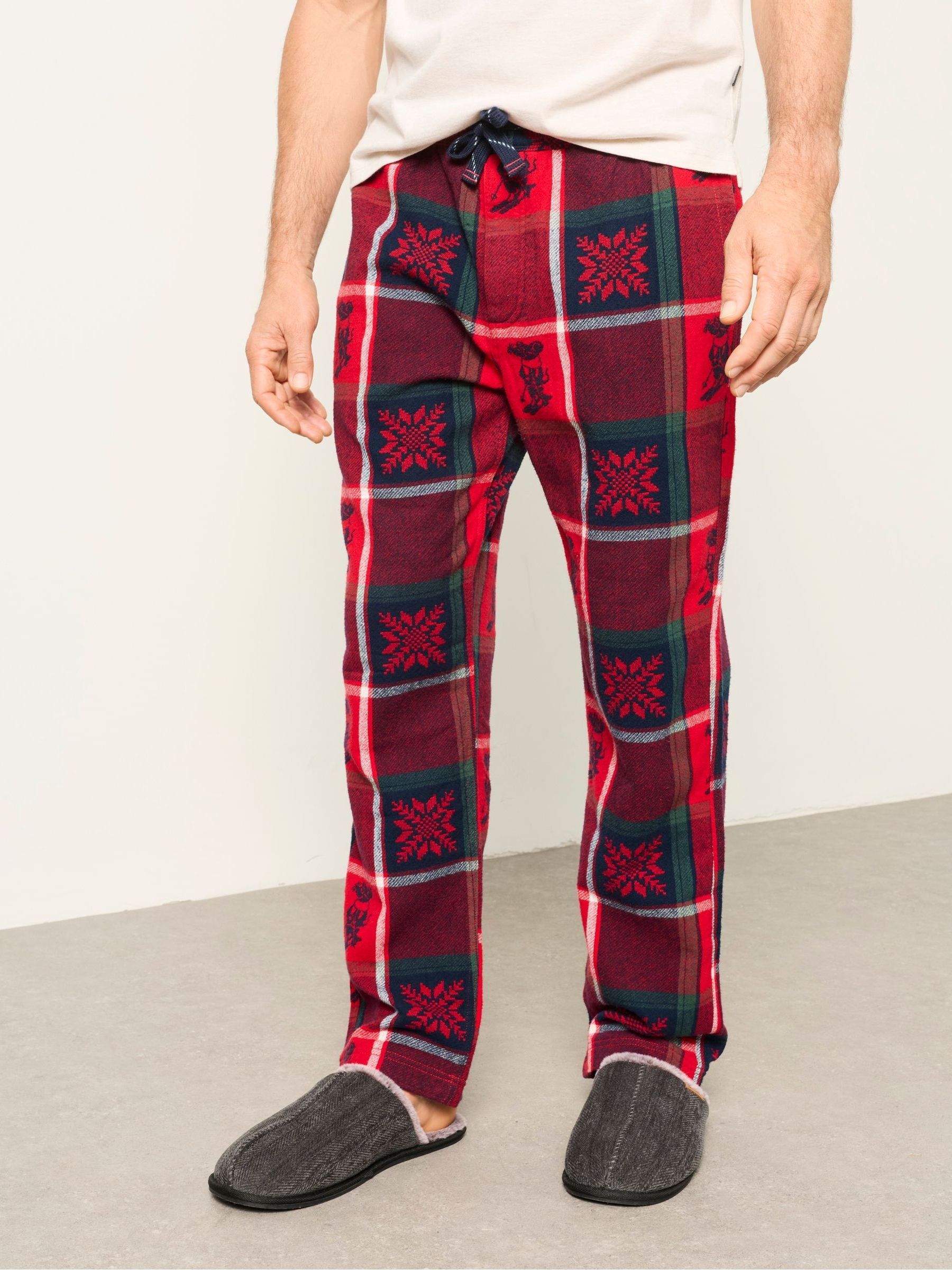 Red Shelter Jacquard Christmas Pyjama Bottoms - Image 1 of 6 Red Shelter Jacquard Christmas Pyjama Bottoms - Image 1 of 6