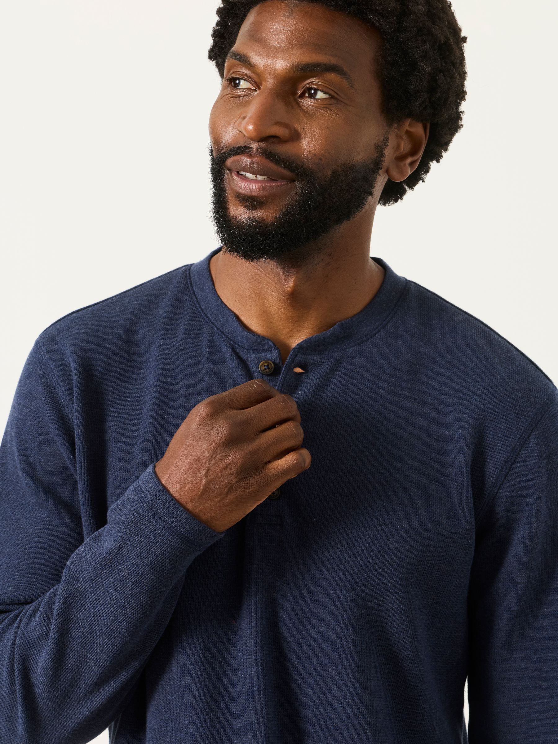 Kemp Navy Henley Pyjama Top - Image 3 of 7