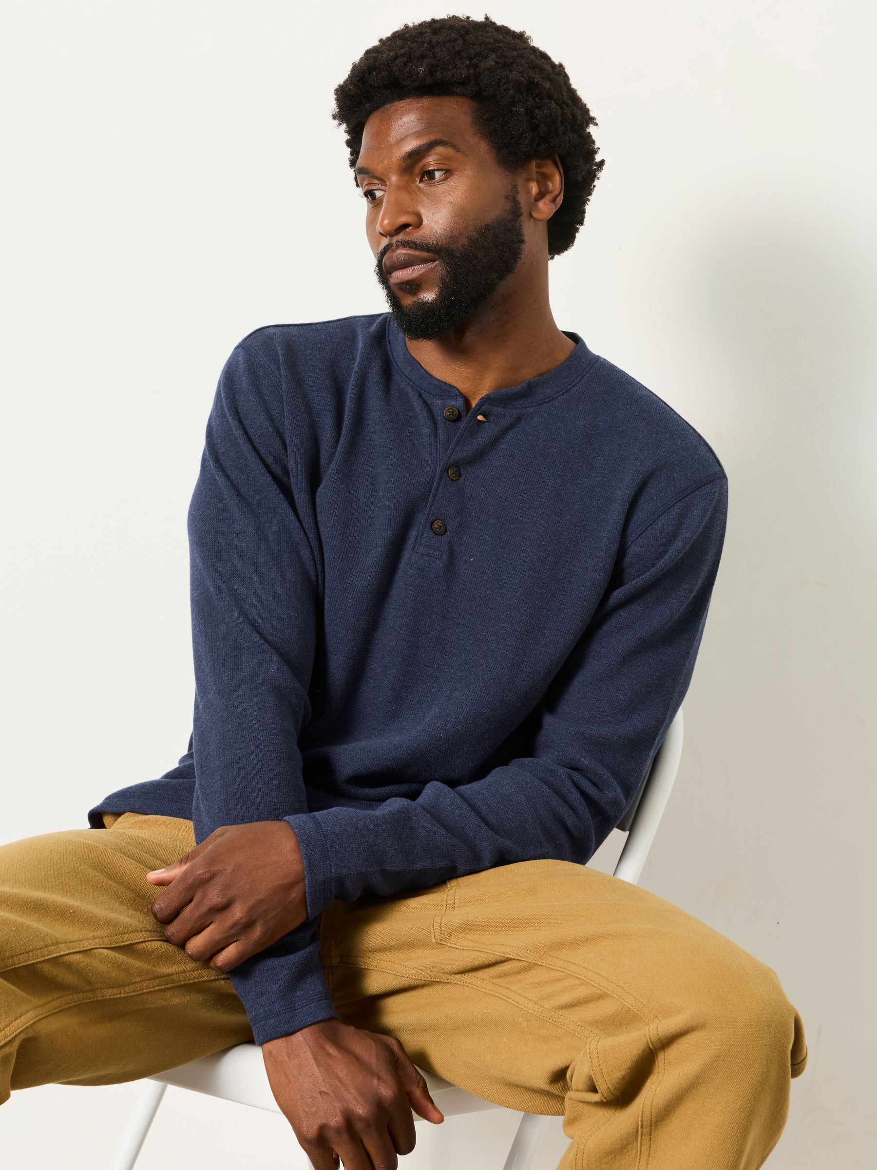 Kemp Navy Henley Pyjama Top - Image 6 of 7